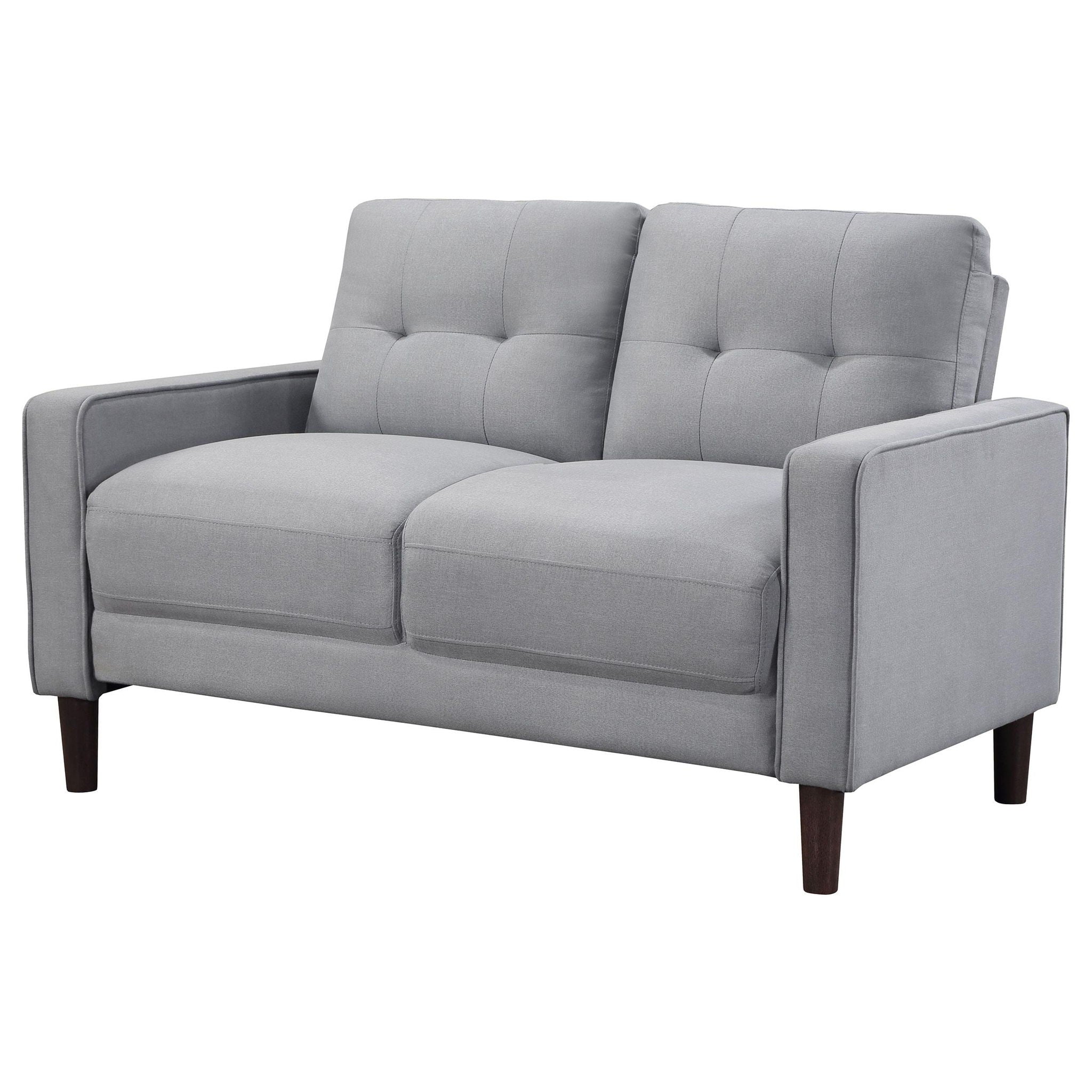 Bowen Upholstered Track Arm Tufted Loveseat Grey