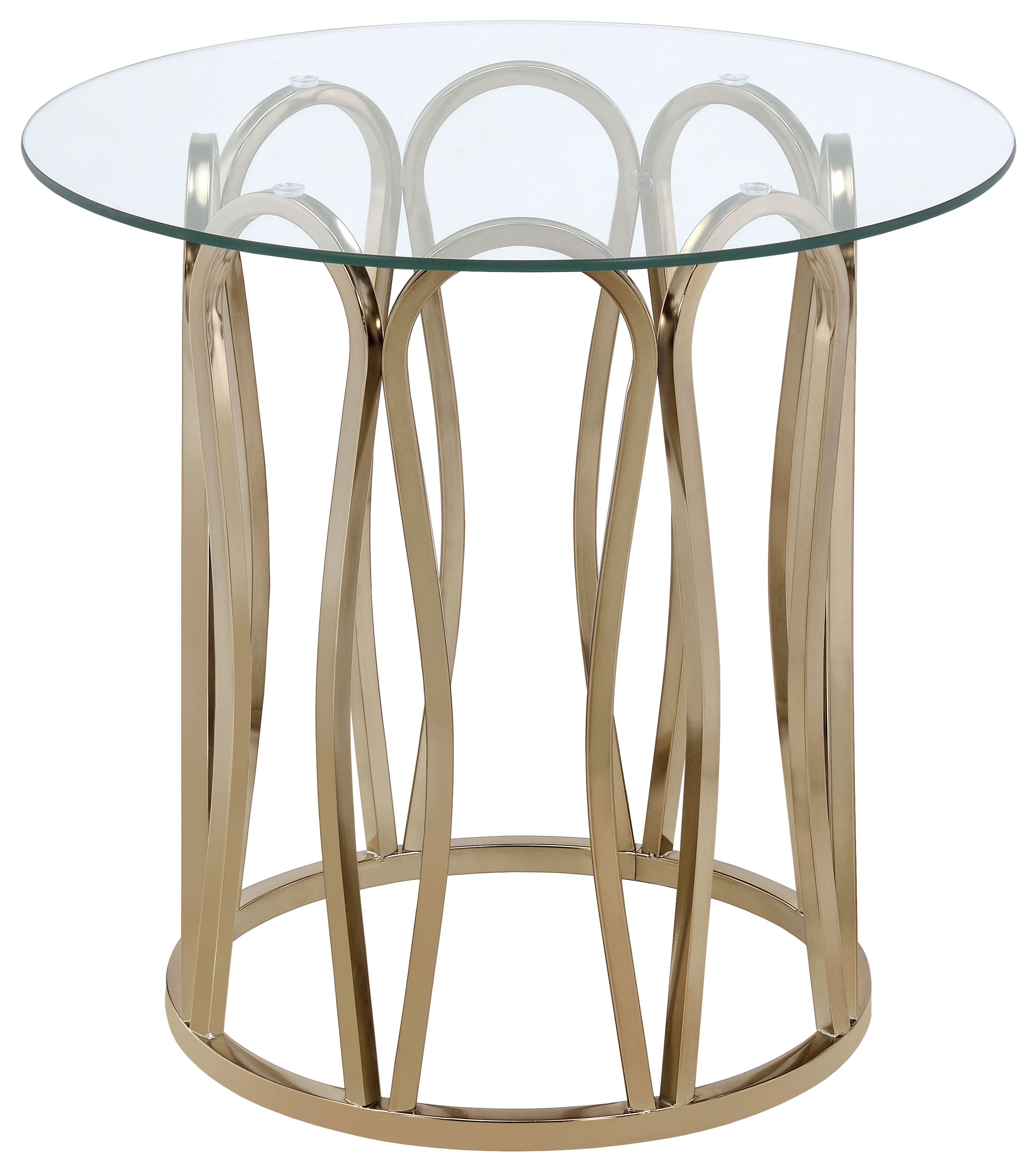 Monett Round Glass Top Side End Table Chocolate Chrome — view 1