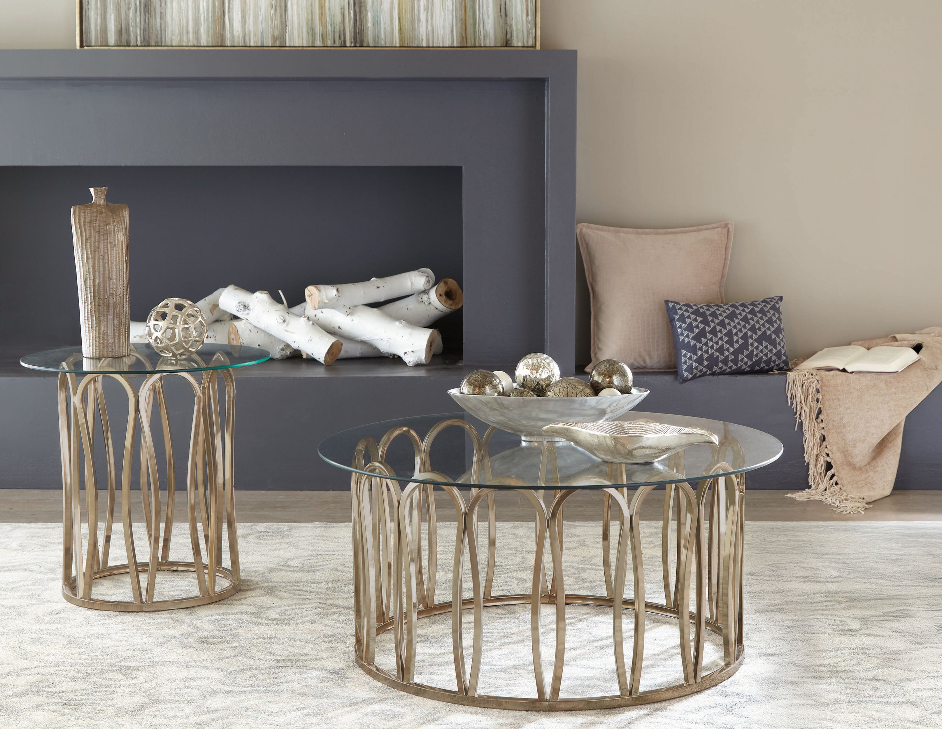Monett 2-piece Coffee and End Table Set Chocolate Chrome — view 1