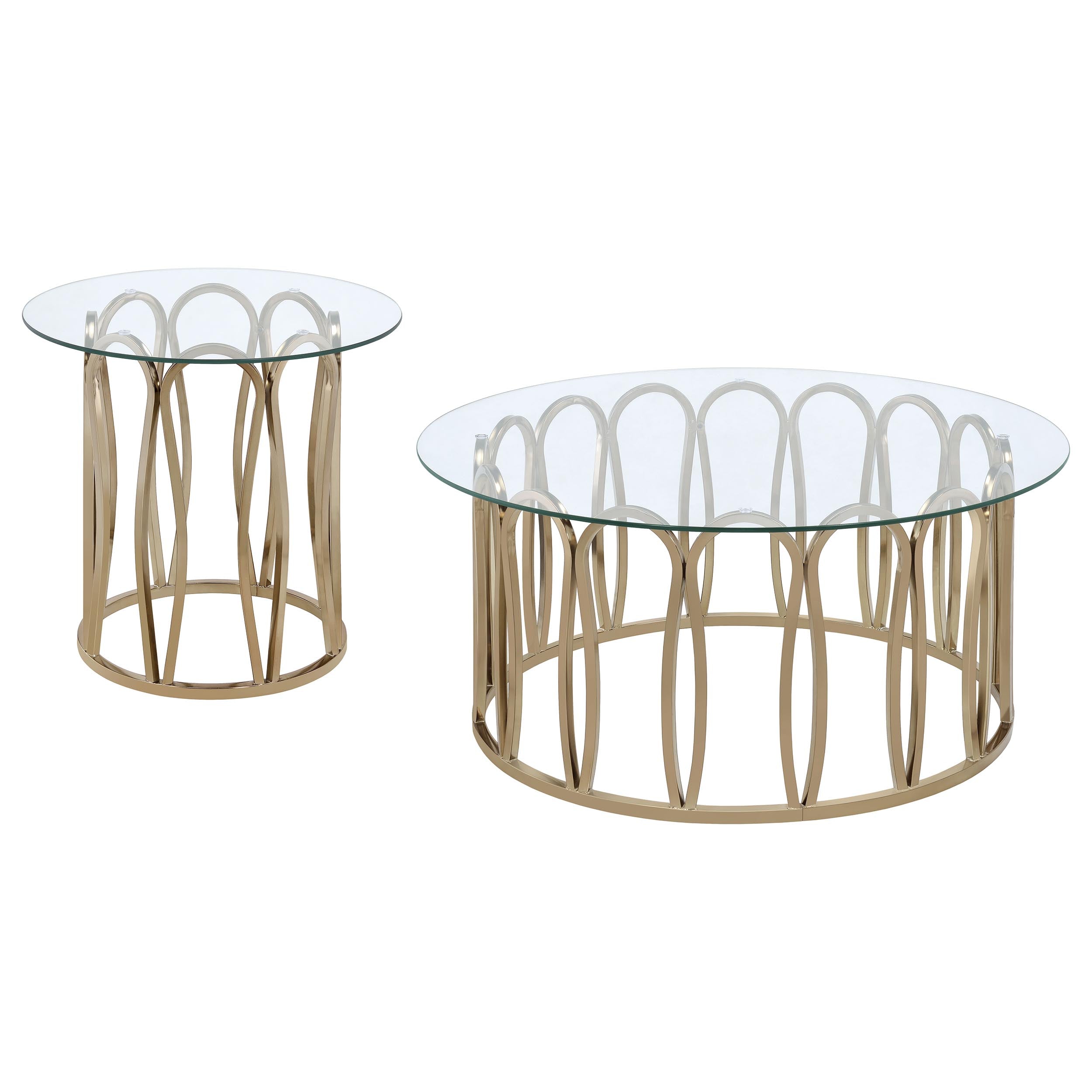 Monett 2-piece Coffee and End Table Set Chocolate Chrome — view 2