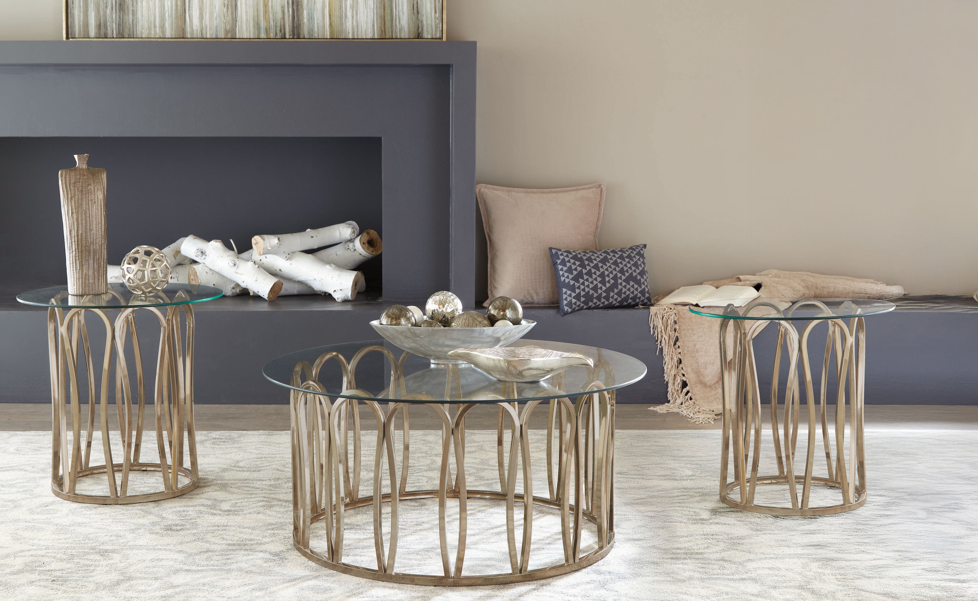 Monett 3-piece Coffee and End Table Set Chocolate Chrome — view 1