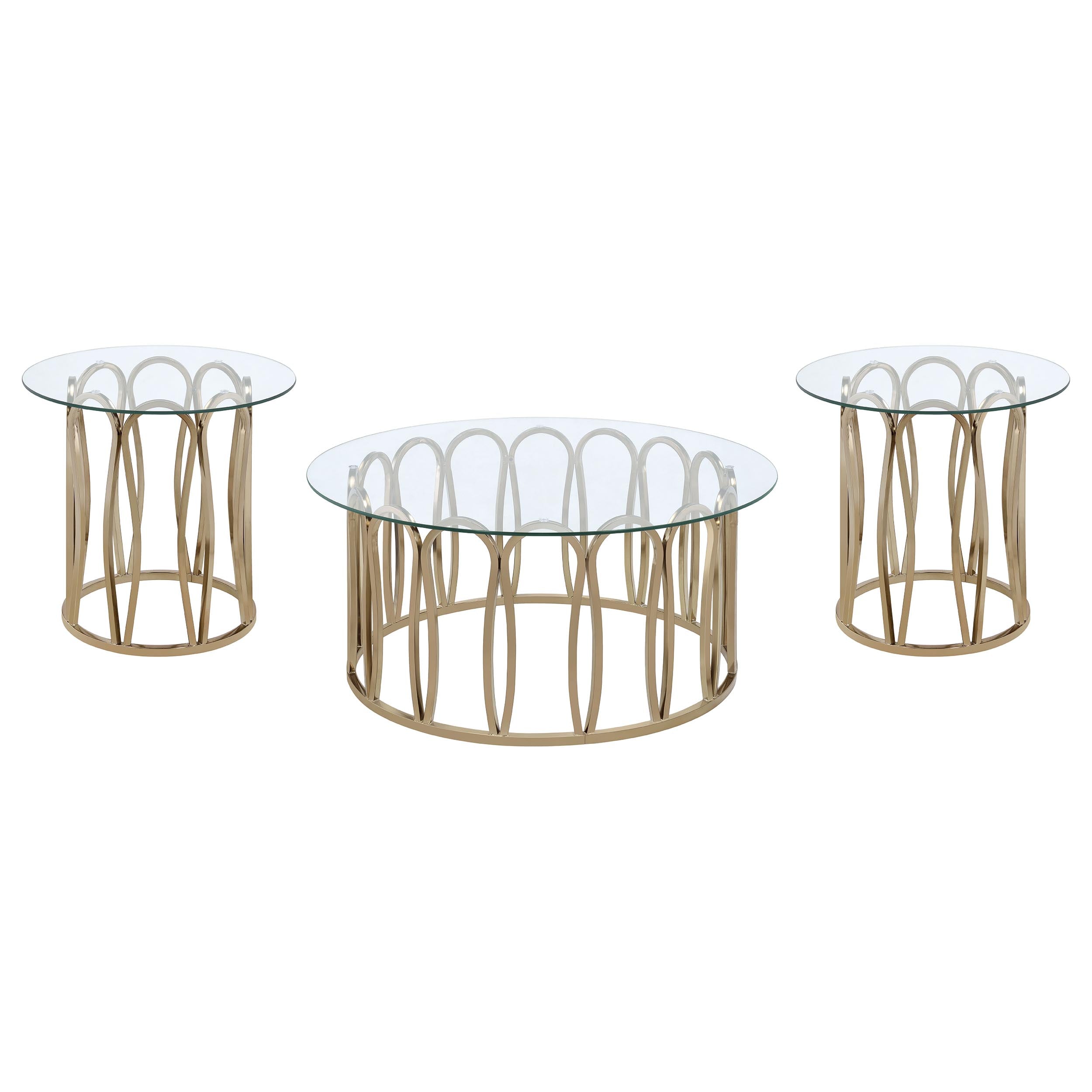 Monett 3-piece Coffee and End Table Set Chocolate Chrome — view 2