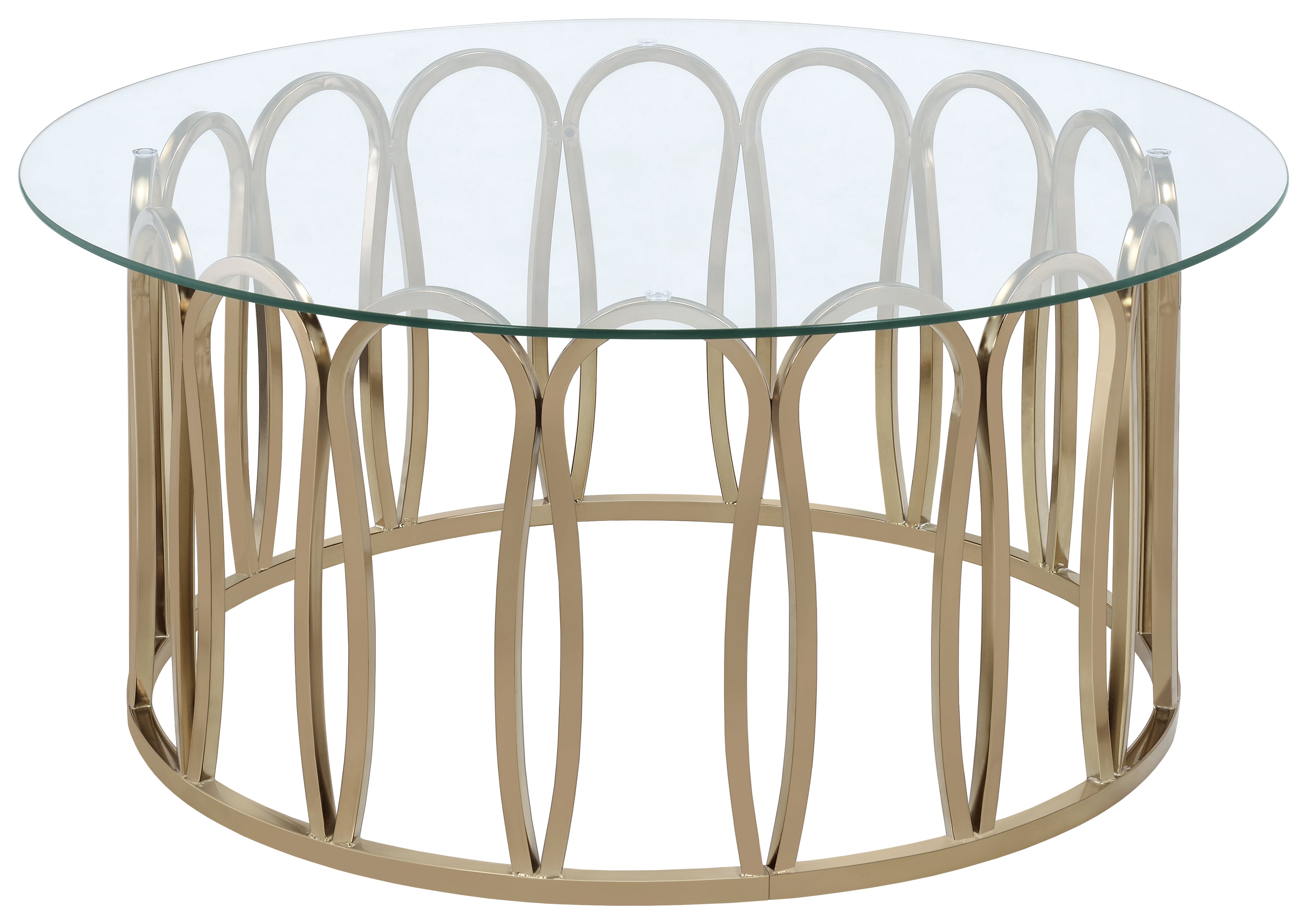 Monett Round Glass Top Coffee Table Chocolate Chrome — view 1