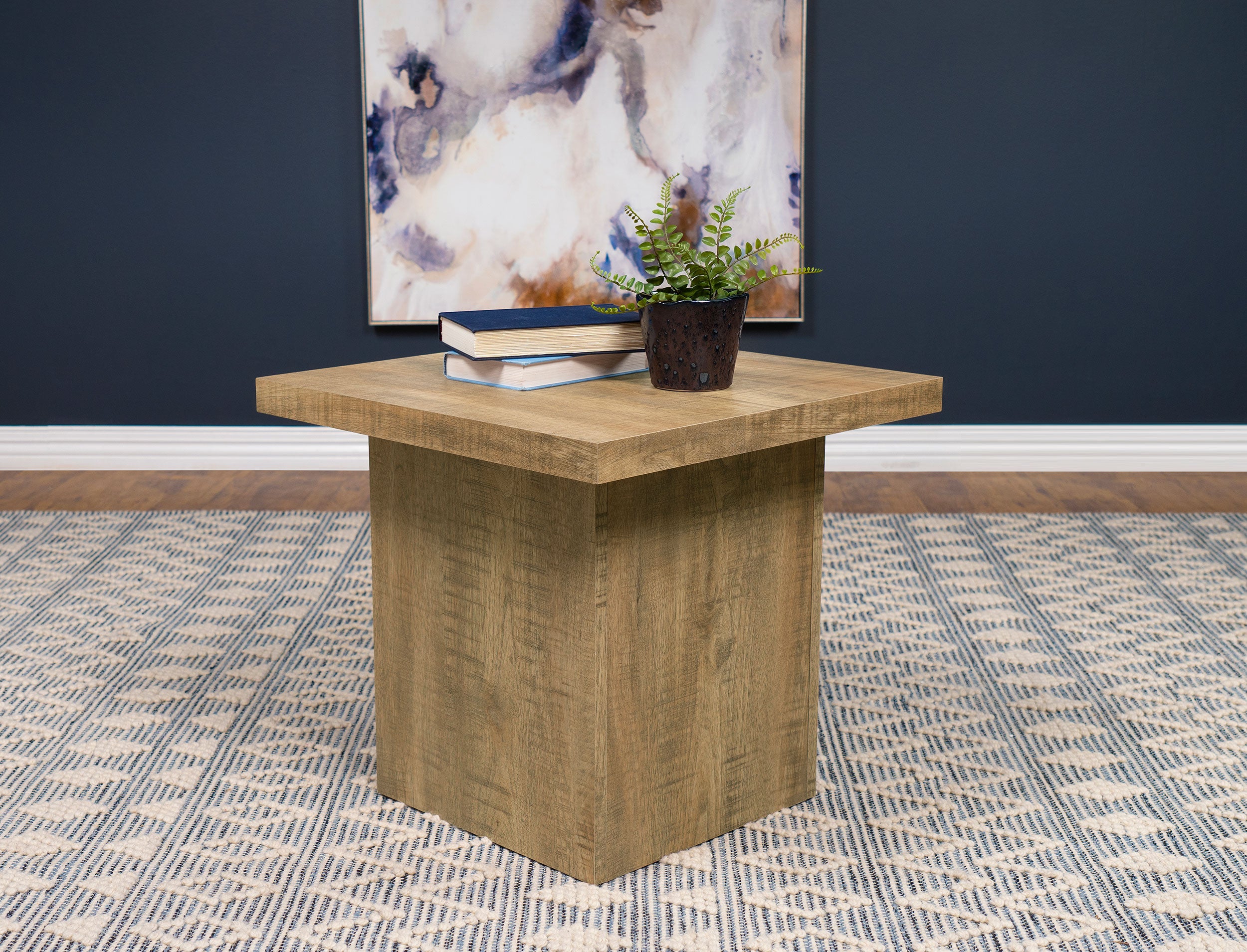 Devar Square Engineered Wood End Table Mango Brown — view 2