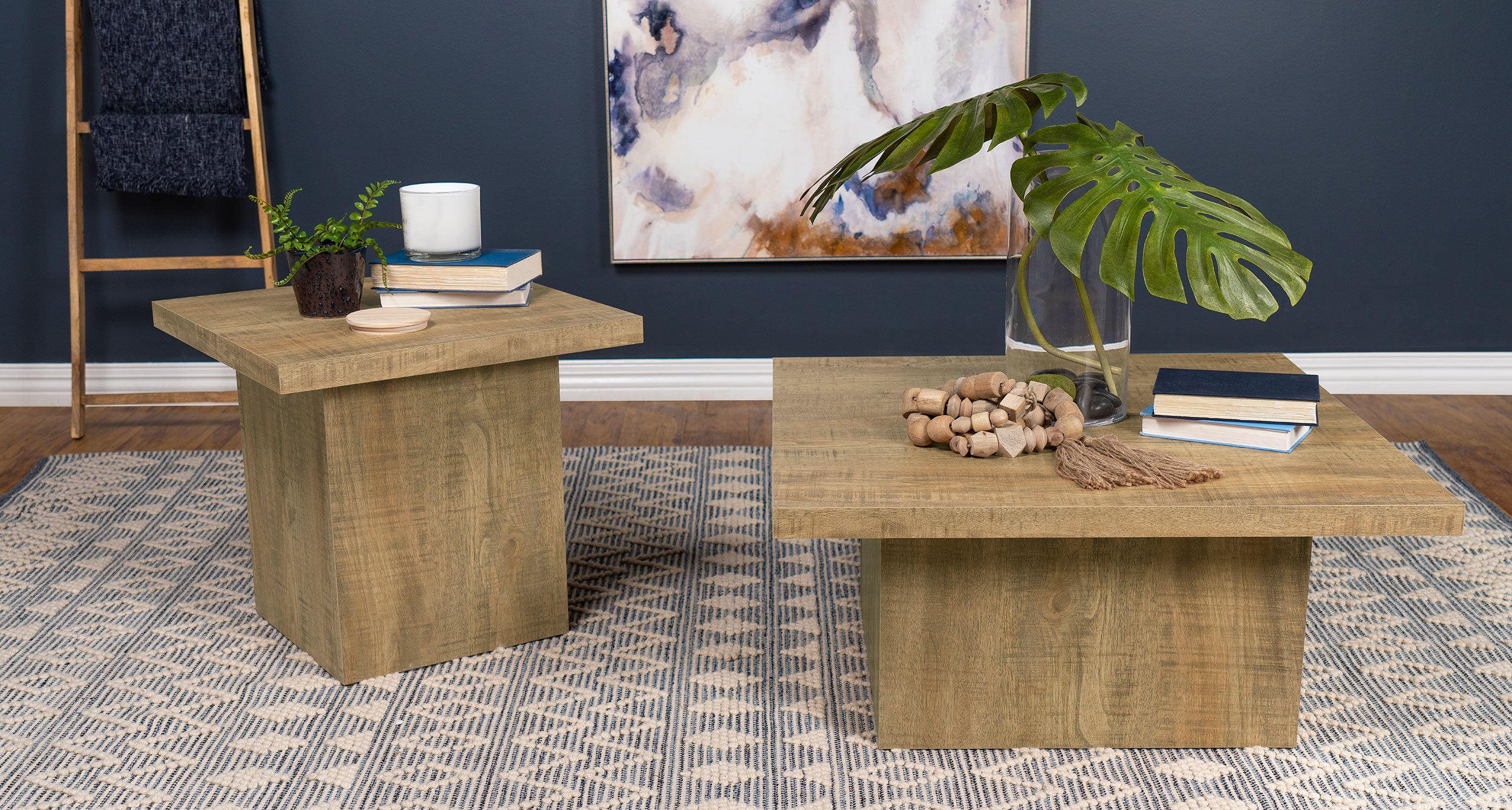 Devar Square Engineered Wood End Table Mango Brown — view 7