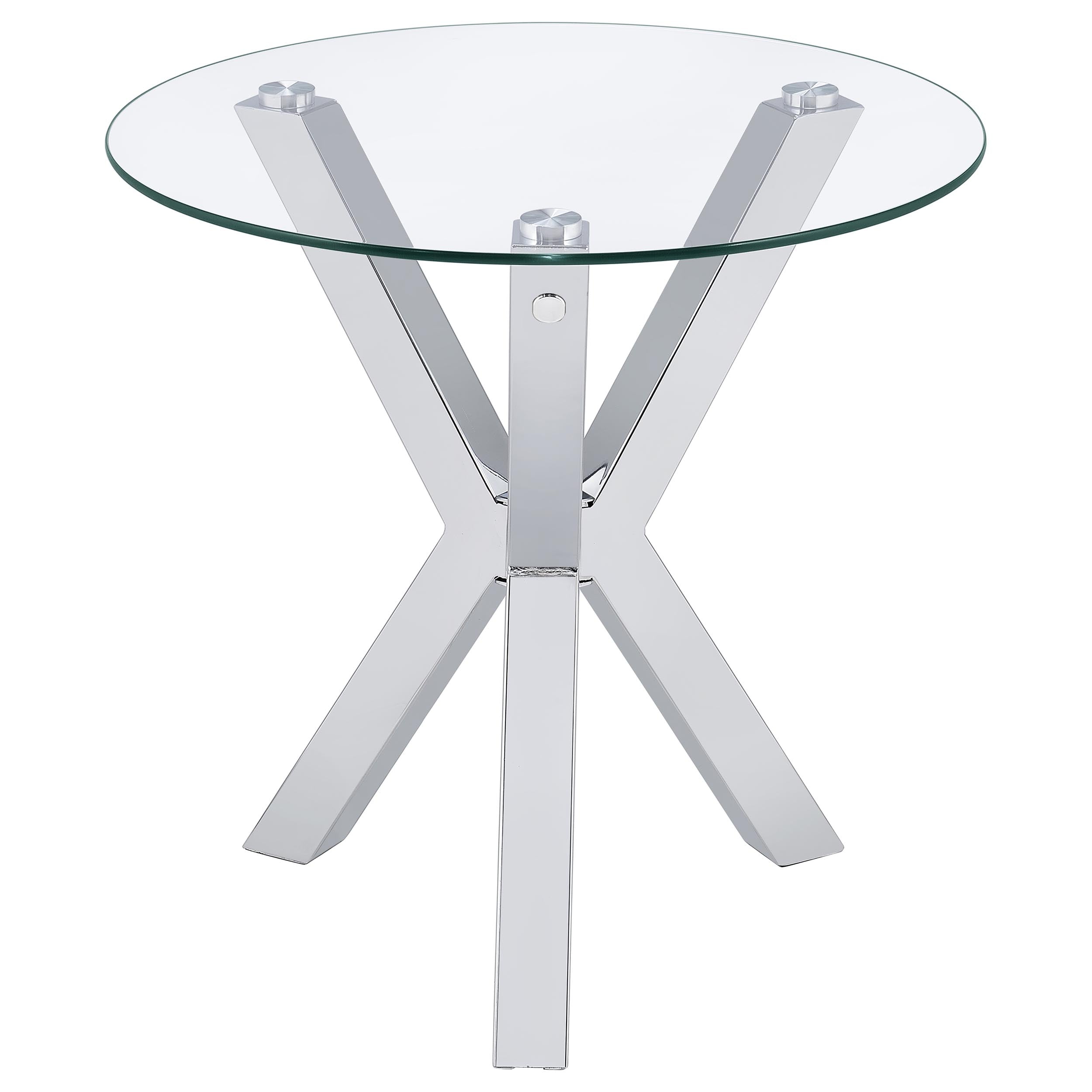 Kenzie Round Tempered Glass Top End Side Table Chrome — view 4