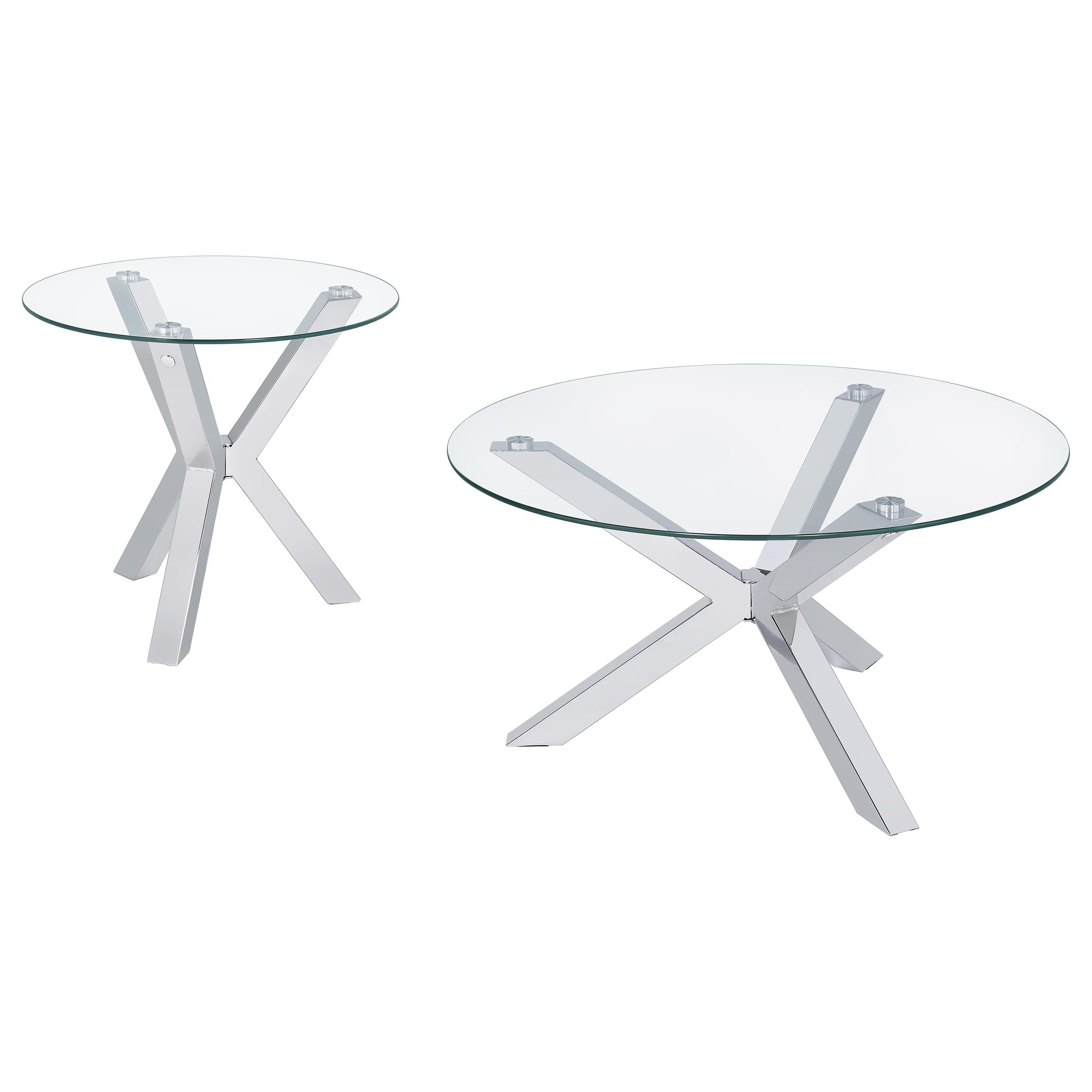 Kenzie 2-piece Round Coffee and End Table Set Chrome — view 2