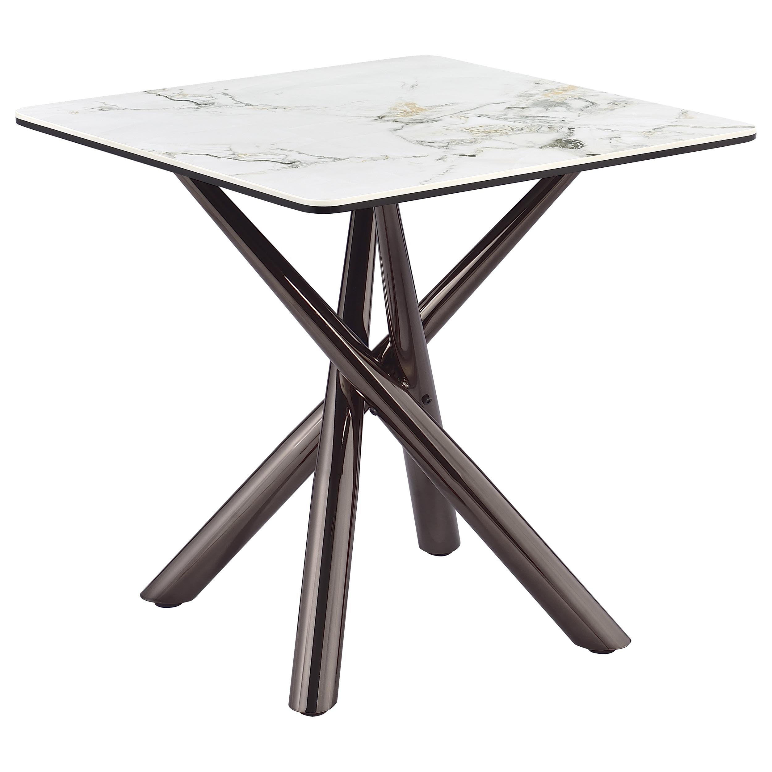 Carvell Square Sintered Stone End Side Table Mirage White — view 1