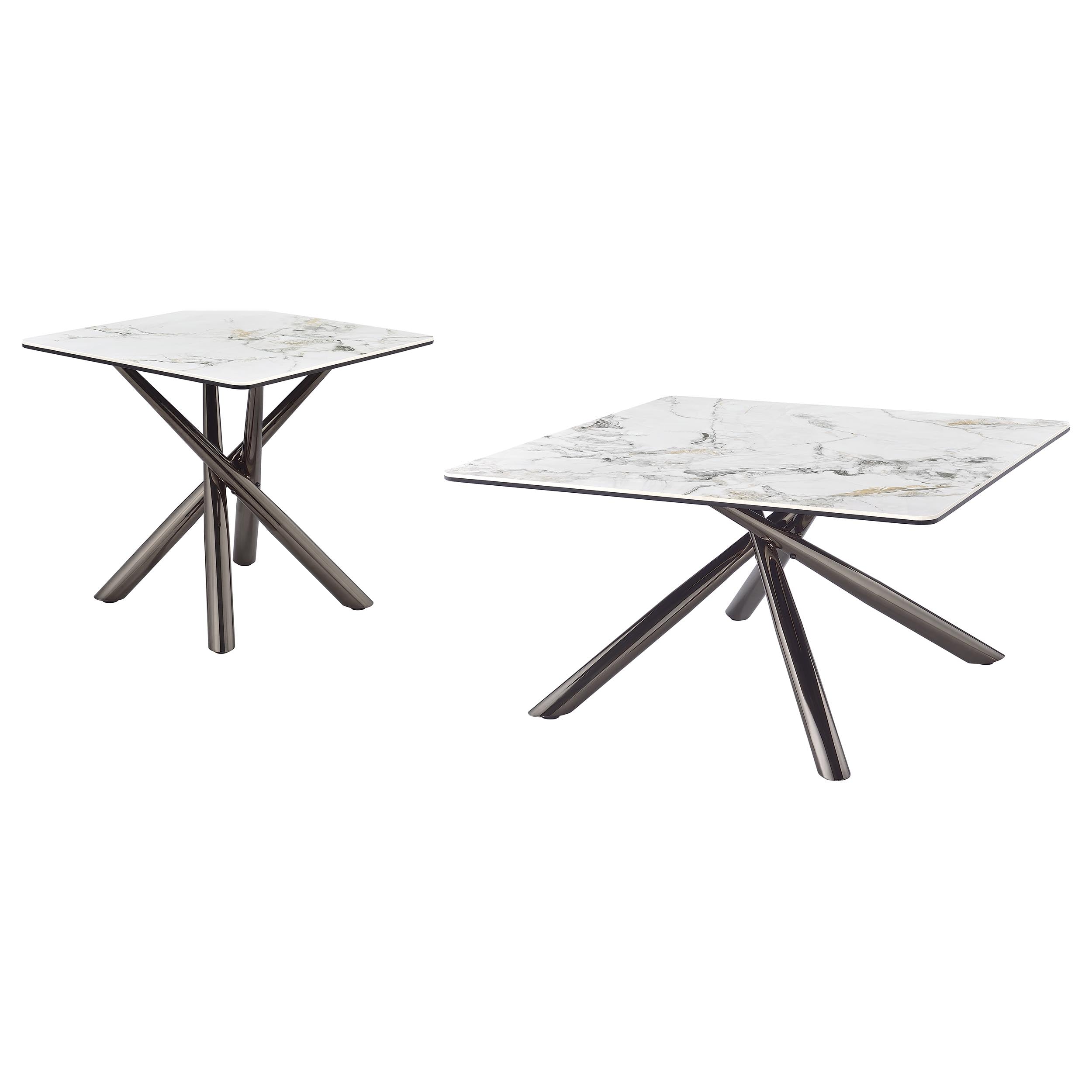 Carvell 2-piece Square Coffee and End Table Set Mirage White — view 2
