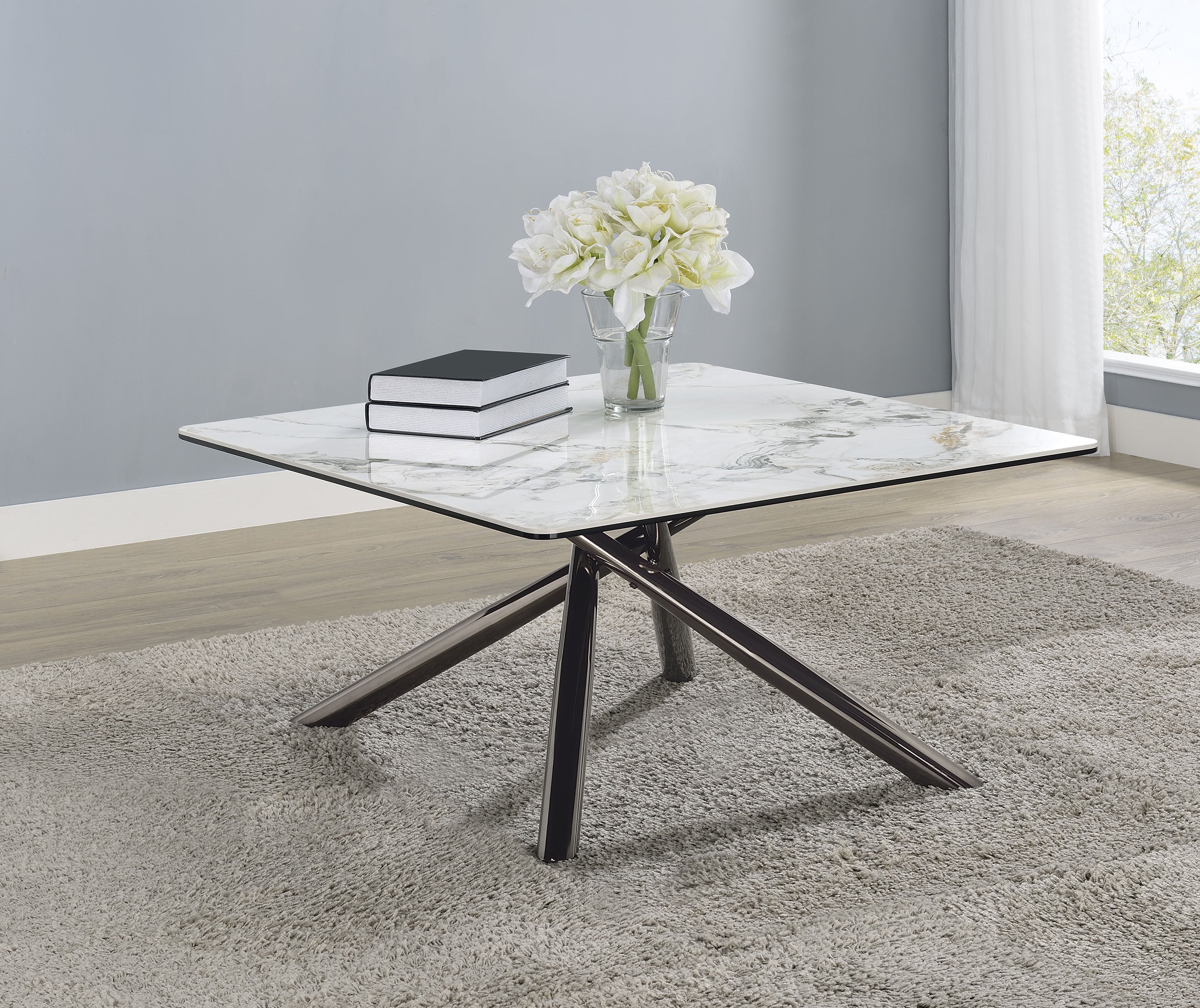 Carvell Square Sintered Stone Top Coffee Table Mirage White — view 2