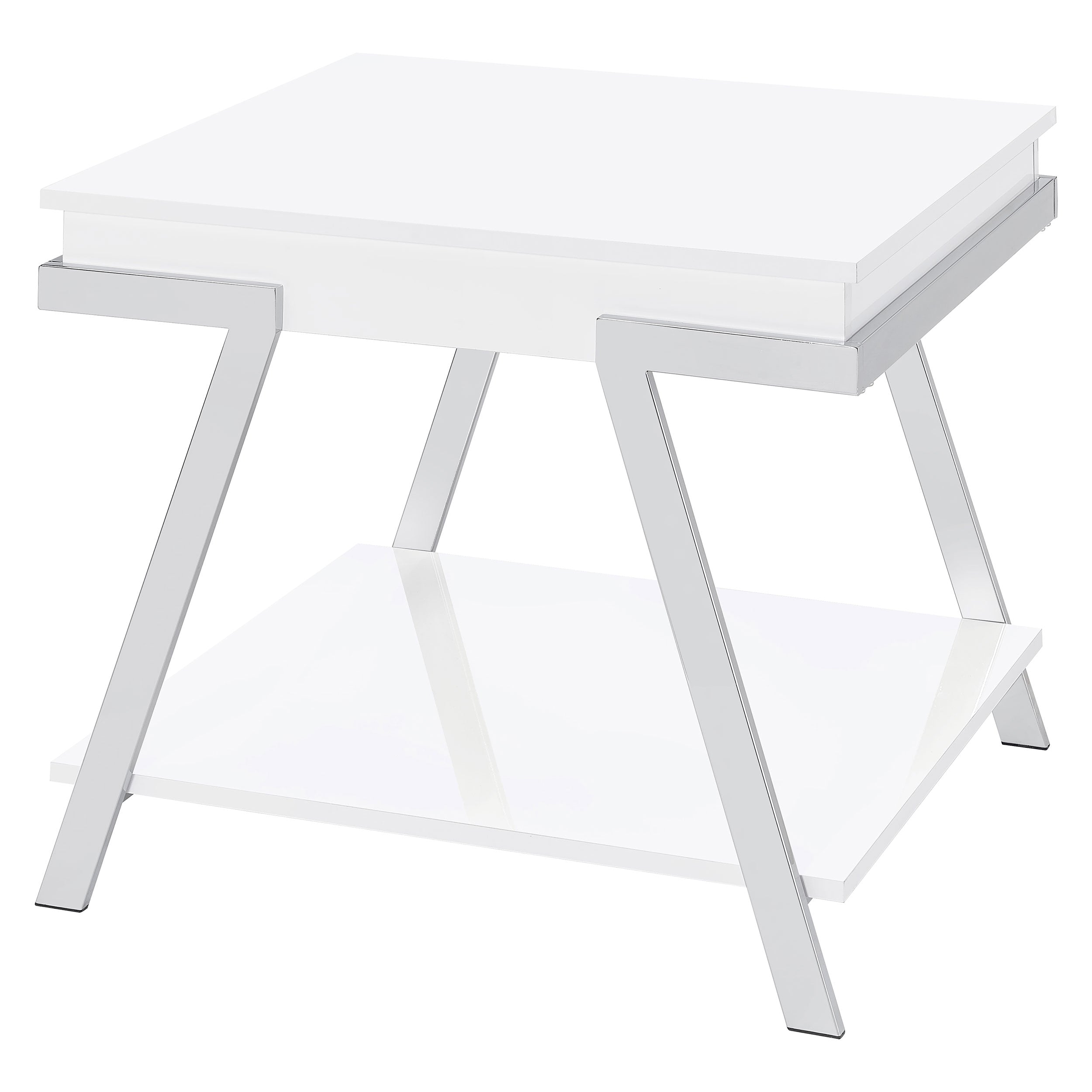 Marcia Rectangular Side End Table White High Gloss — view 4