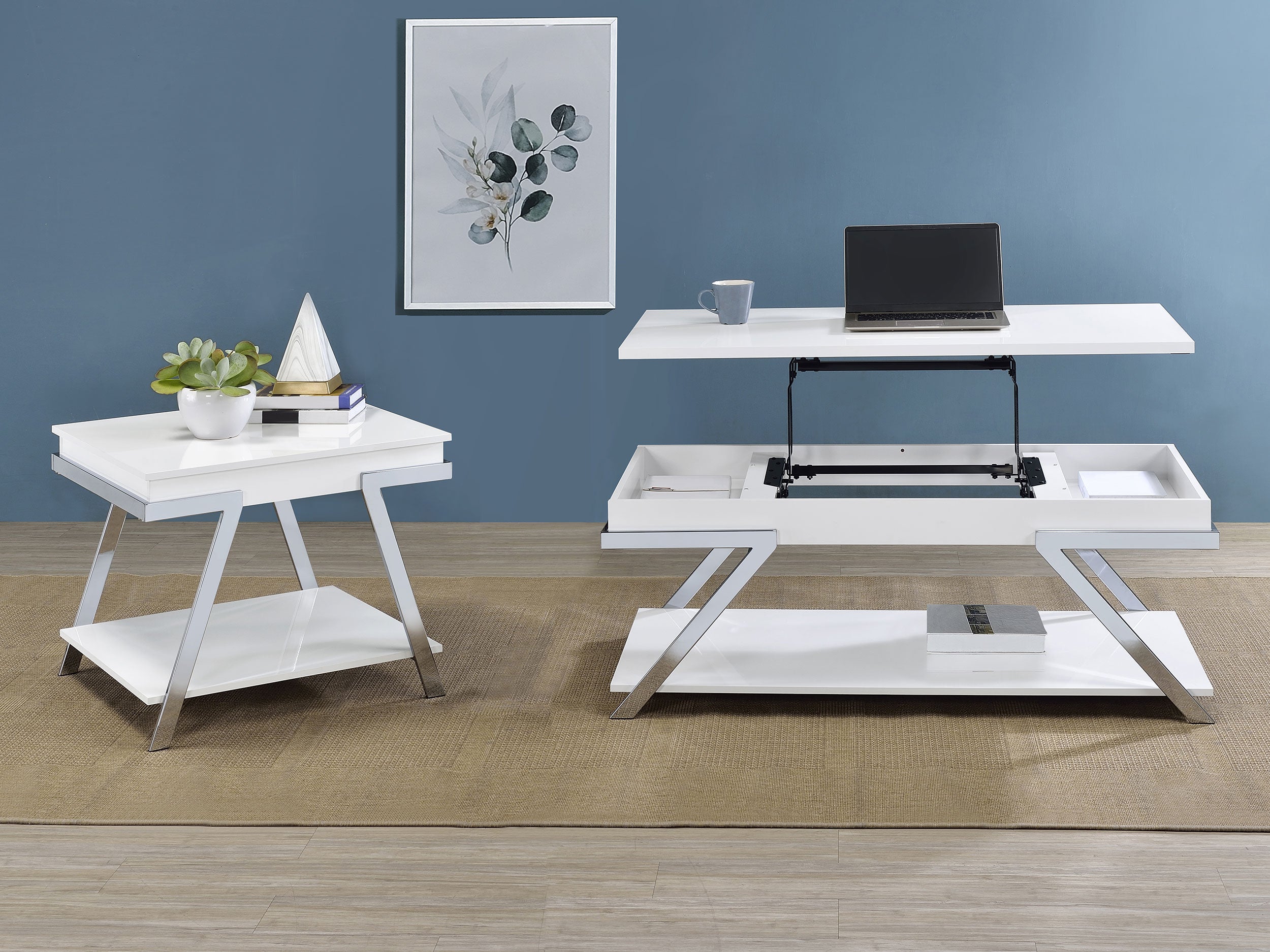 Marcia Rectangular Side End Table White High Gloss — view 10