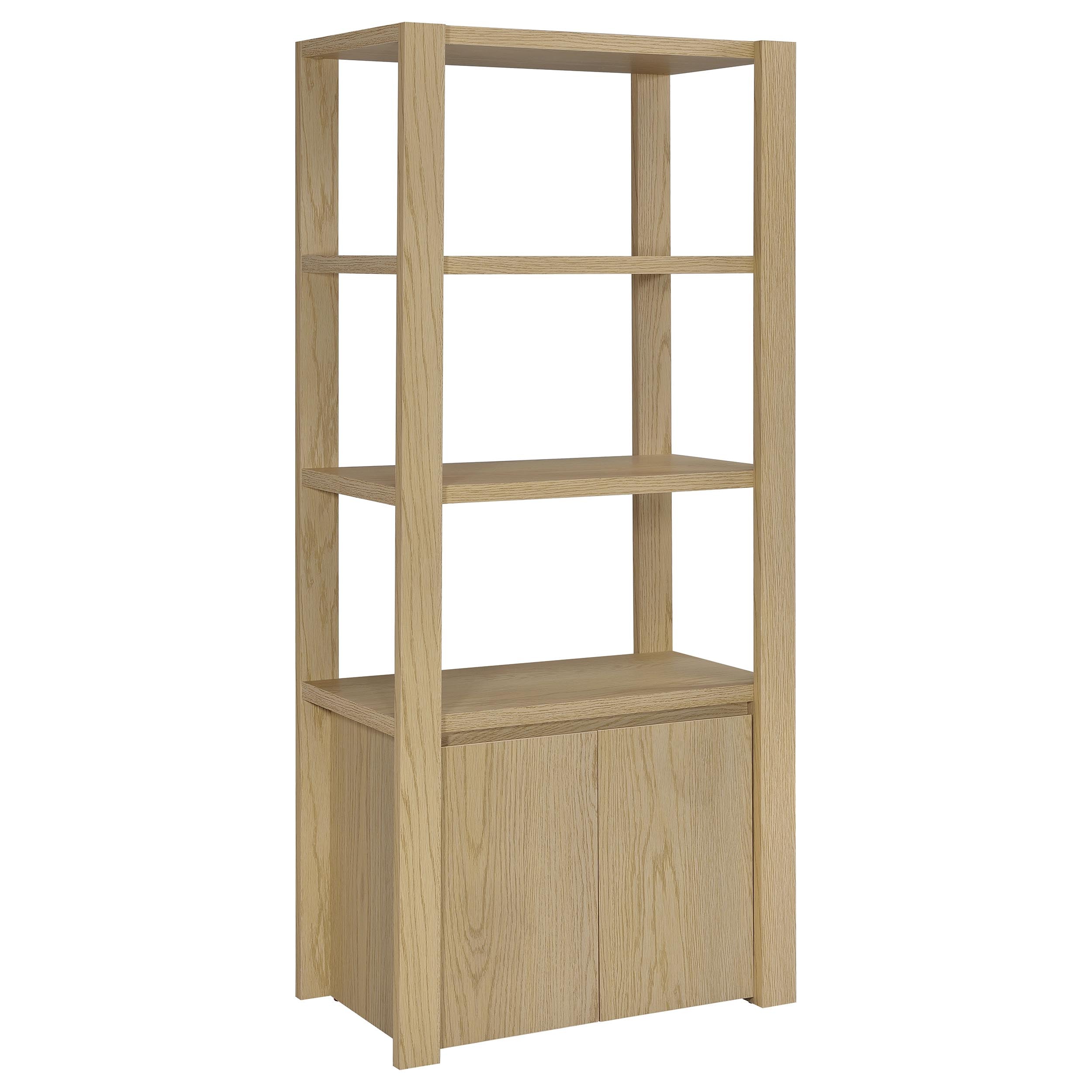 Laurelton 3-shelf Media Tower Tall Pier Cabinet Light Oak — view 1