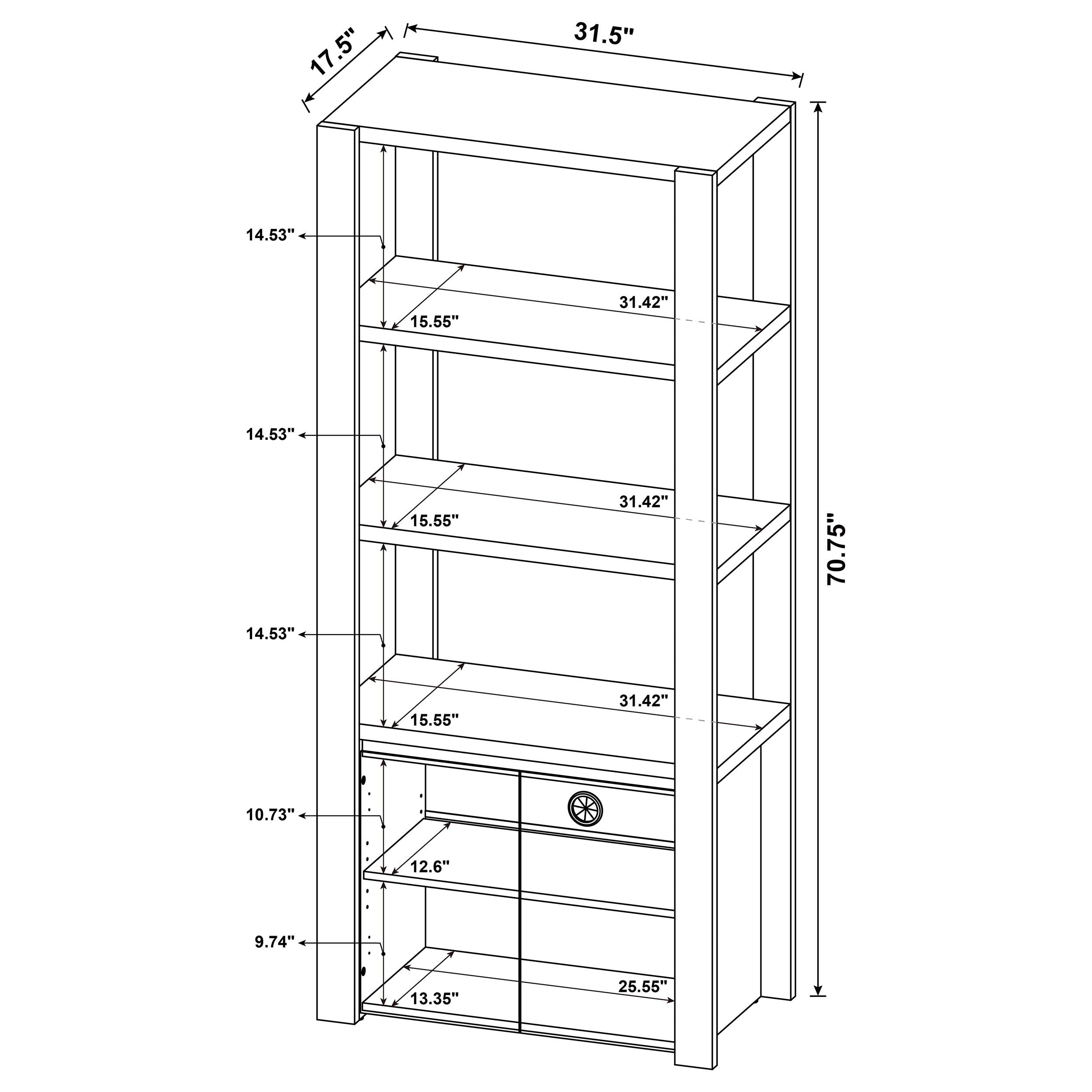 Laurelton 3-shelf Media Tower Tall Pier Cabinet Light Oak — view 11