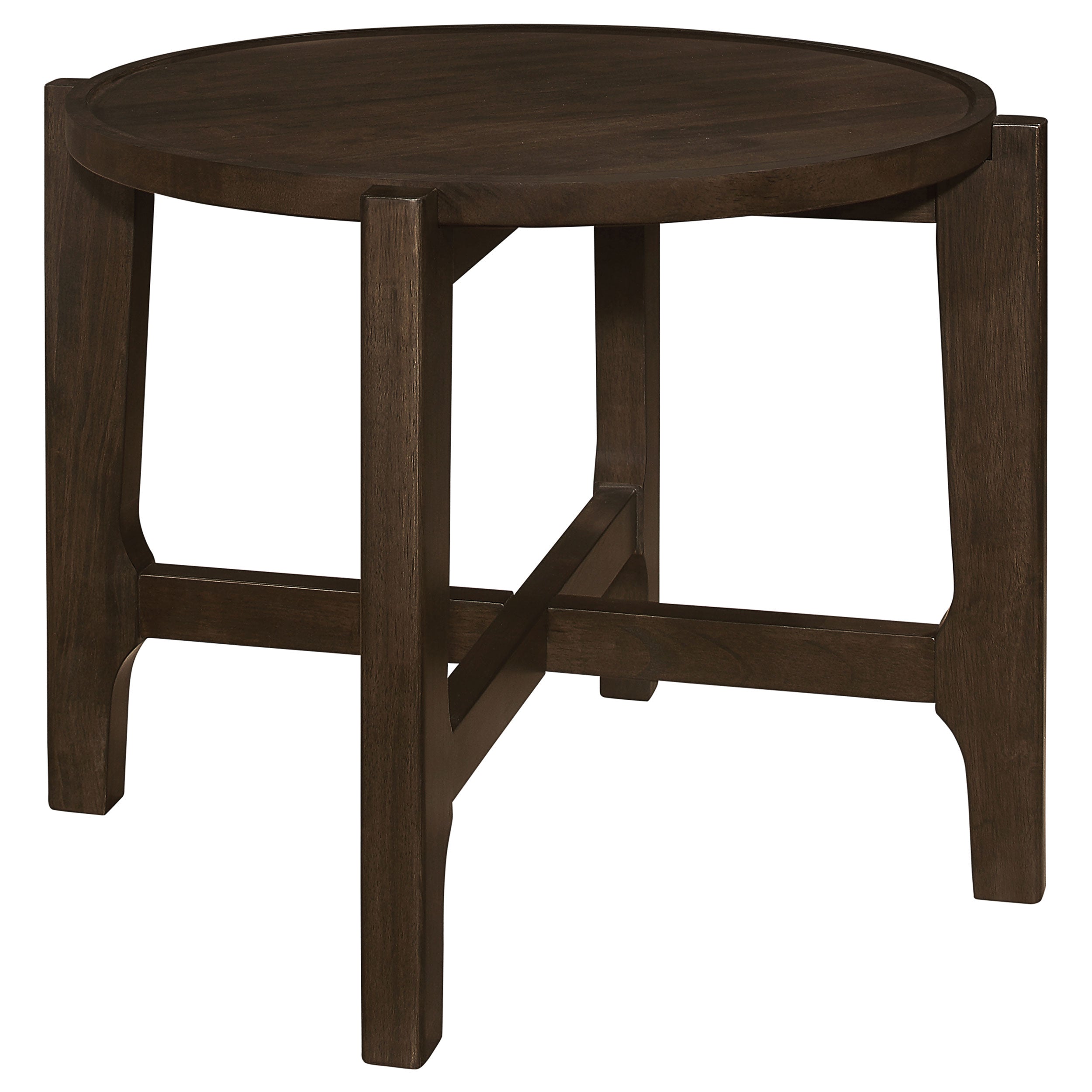 Cota Round Solid Wood End Table Dark Brown — view 1