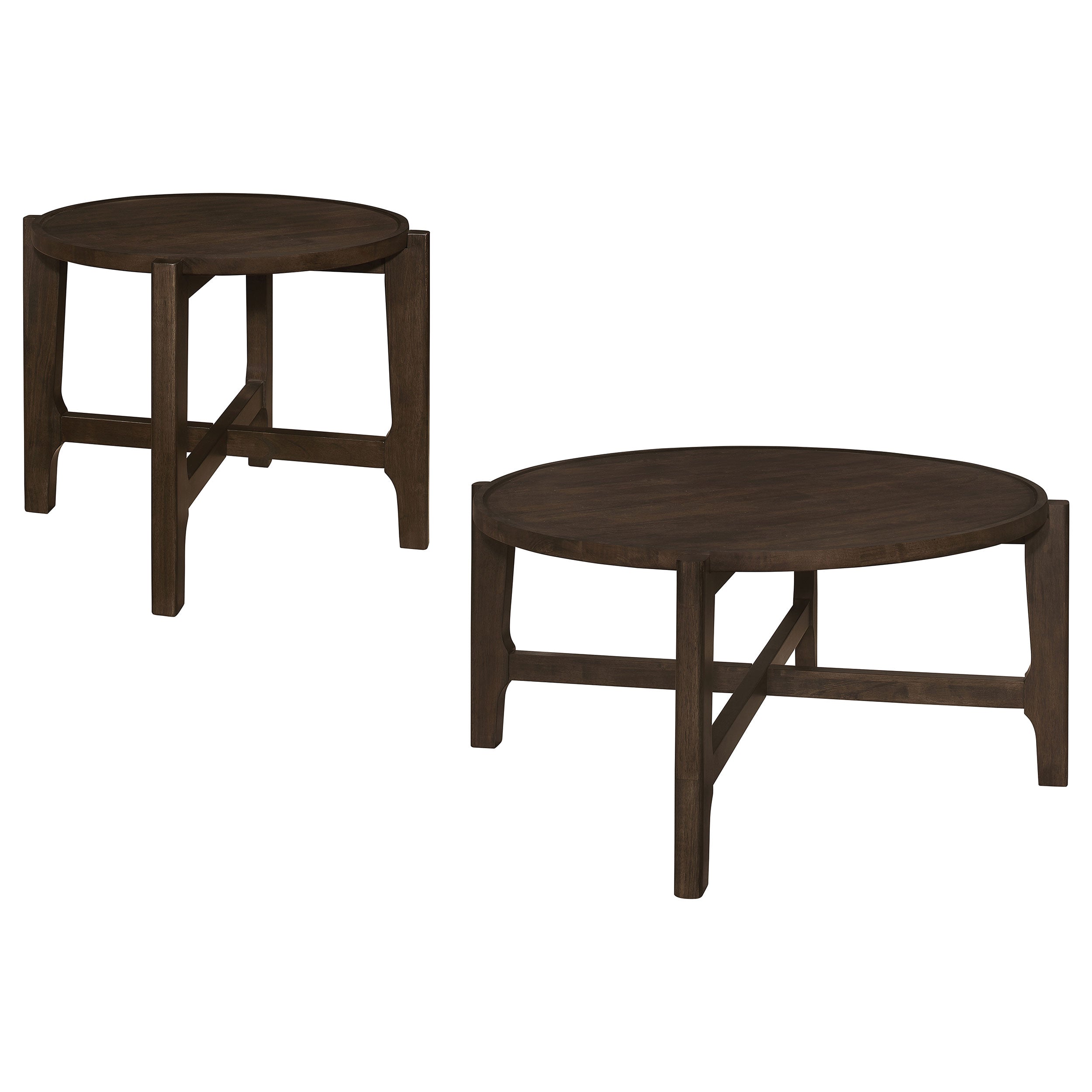 Cota 2-piece Solid Wood Coffee and End Table Set Dark Brown — view 2