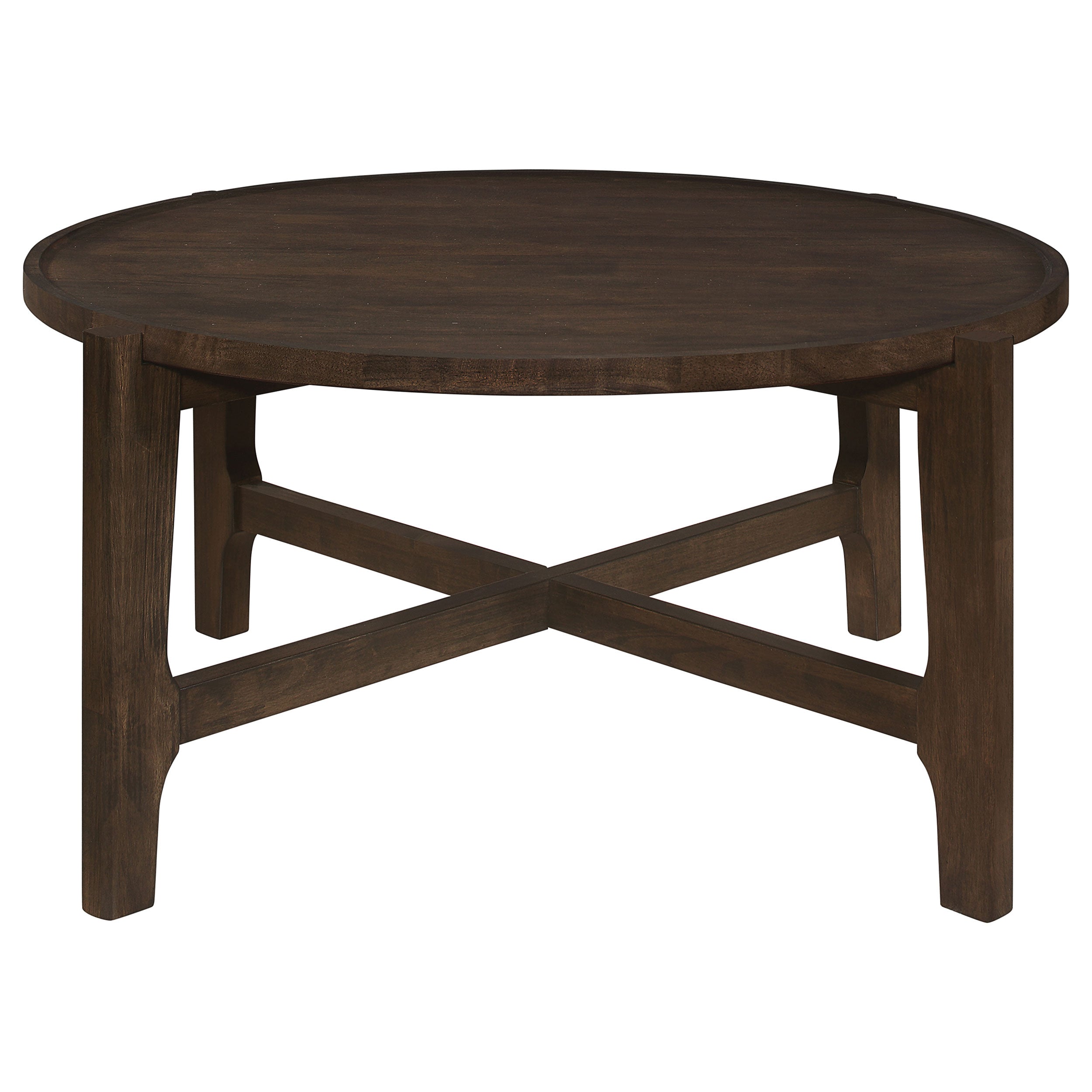 Cota Round Solid Wood Coffee Table Dark Brown — view 3