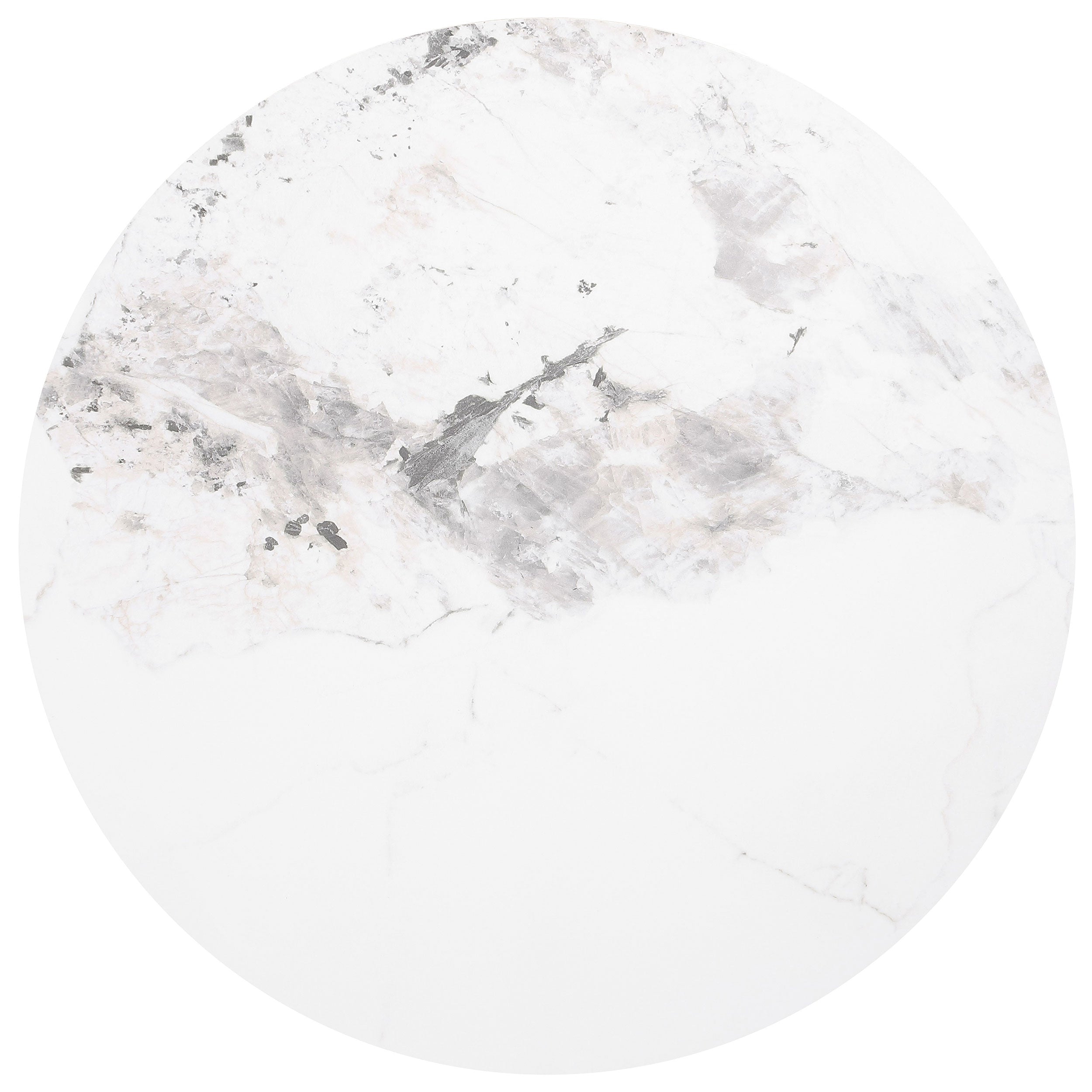 Rowena Round Sintered Stone End Table White Faux Marble — view 3