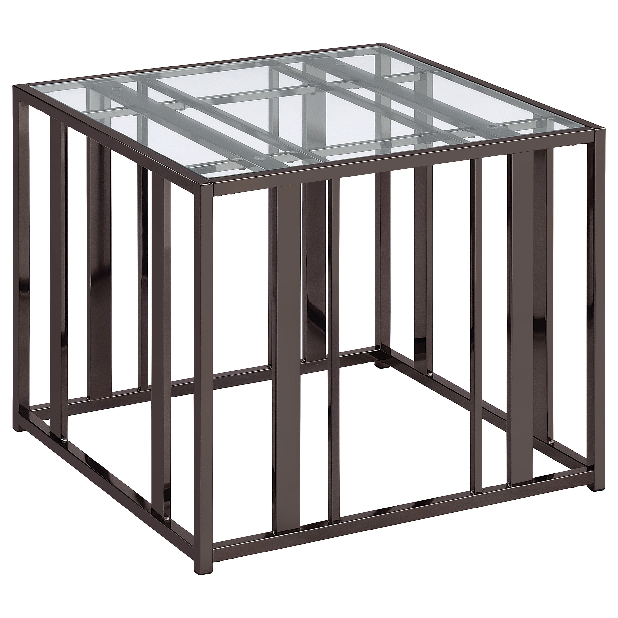 Adri Rectangular Glass Top Side End Table Black Nickel — view 6