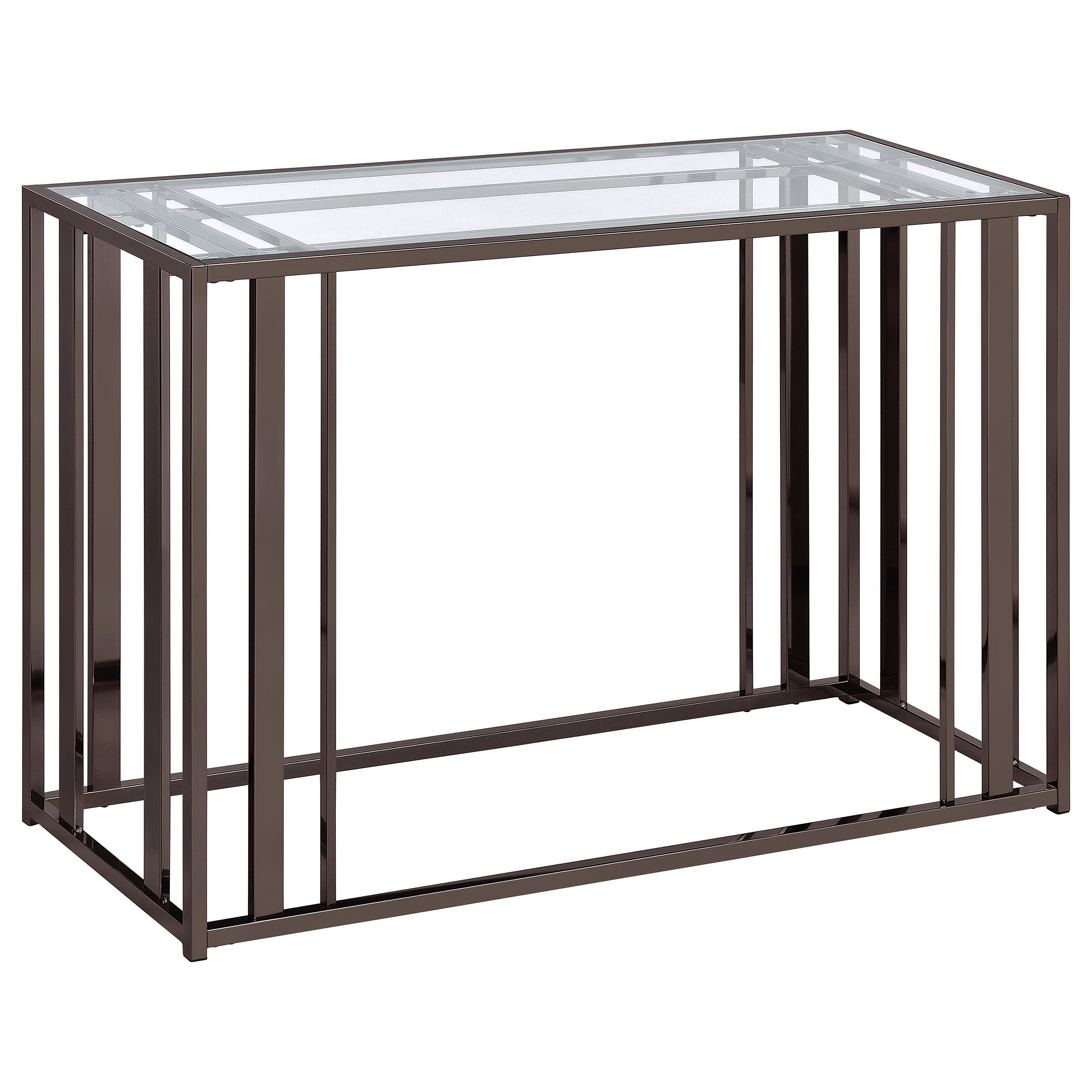 Adri Glass Top Entryway Console Table Black Nickel — view 1