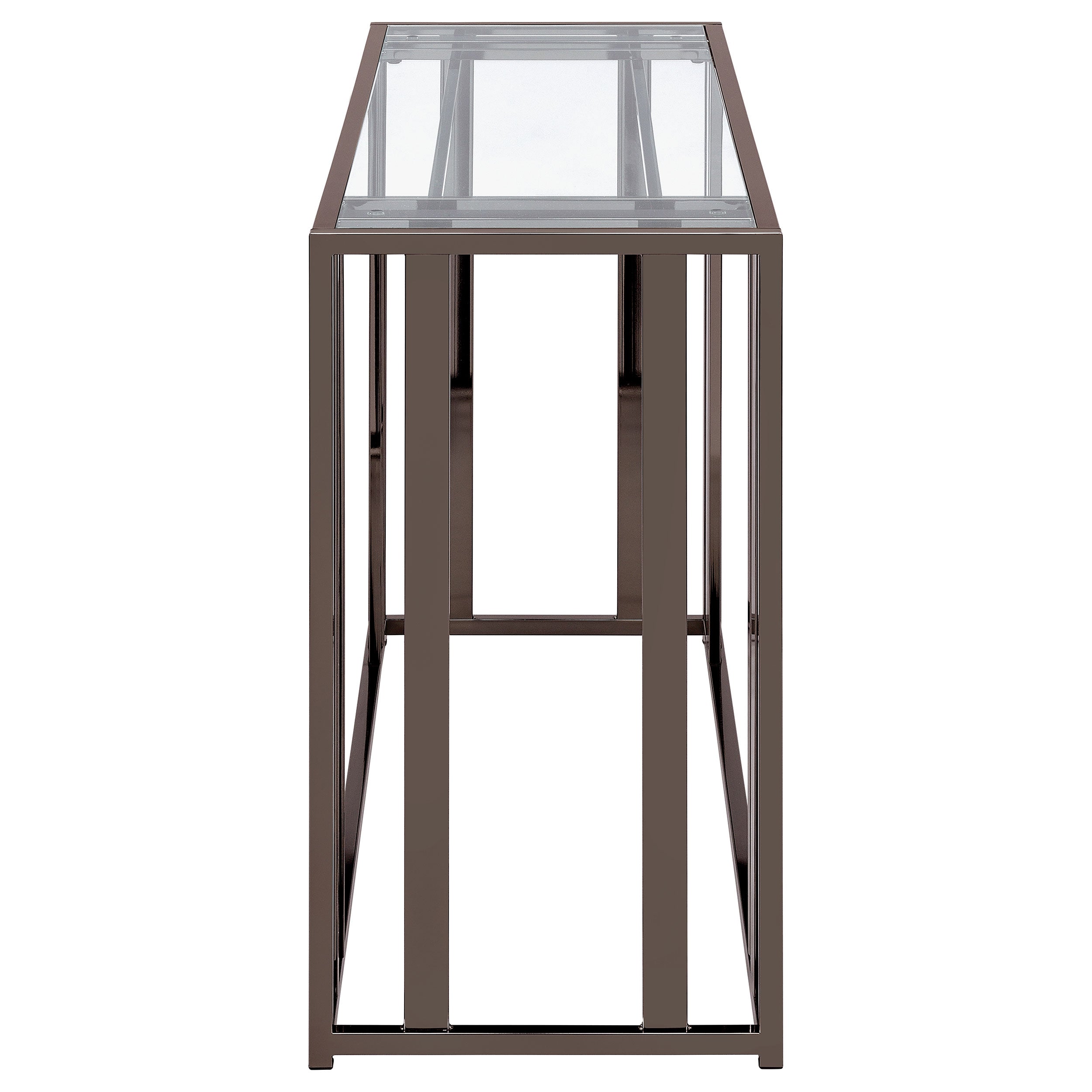 Adri Glass Top Entryway Console Table Black Nickel — view 5