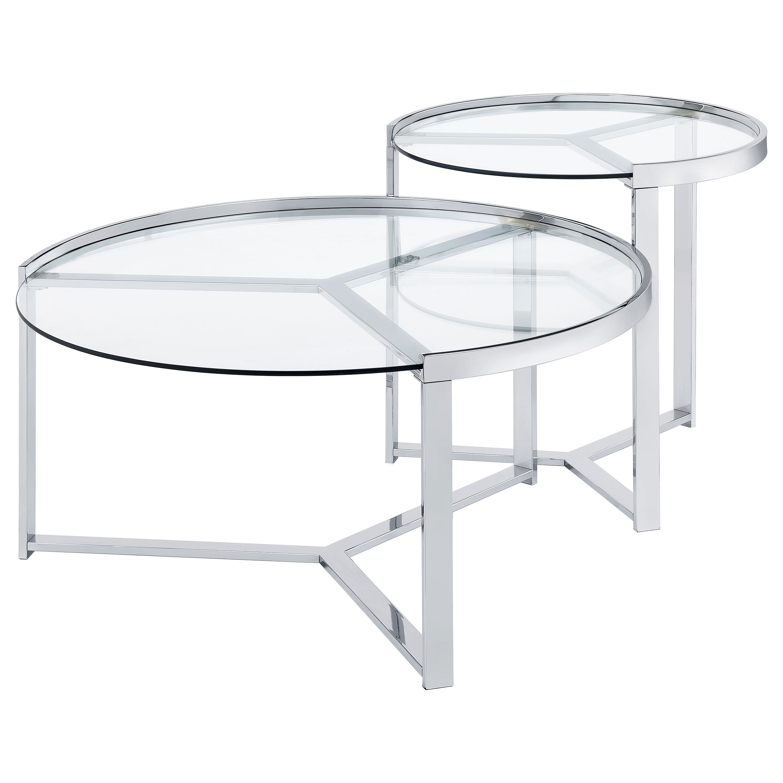 Delia 2-Piece Round Glass Top Nesting Coffee Table Chrome — view 4