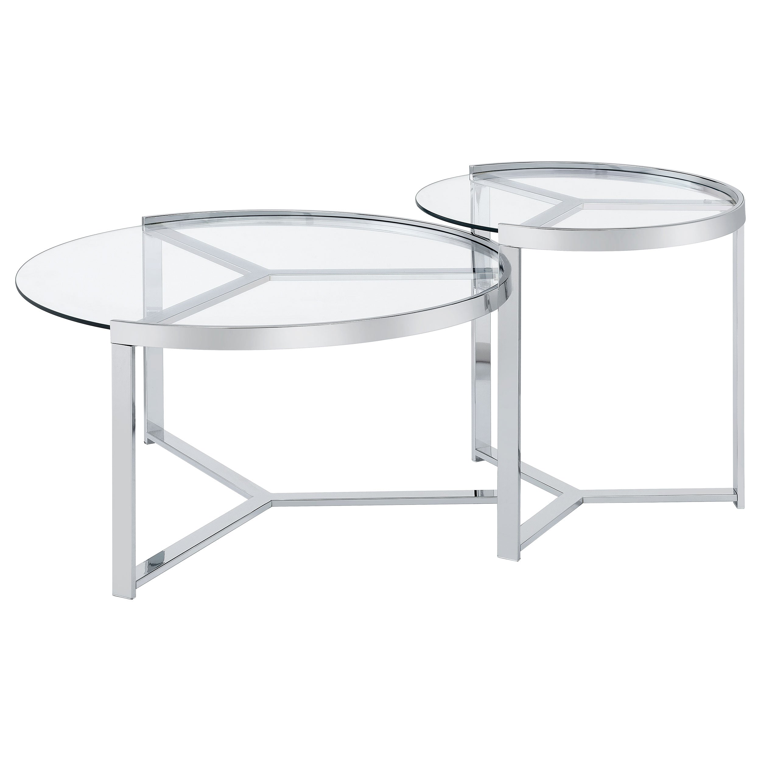 Delia 2-Piece Round Glass Top Nesting Coffee Table Chrome — view 5