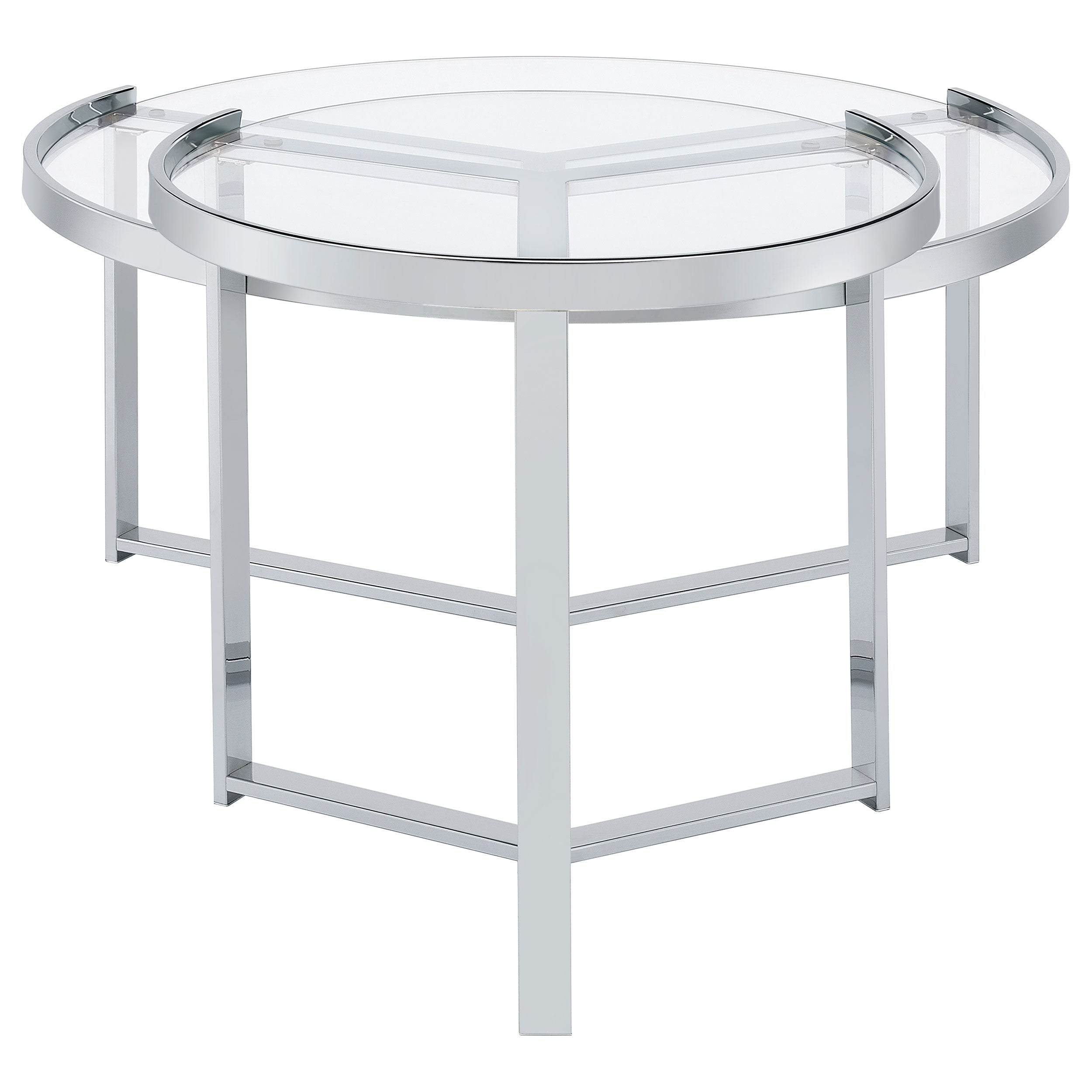 Delia 2-Piece Round Glass Top Nesting Coffee Table Chrome — view 7