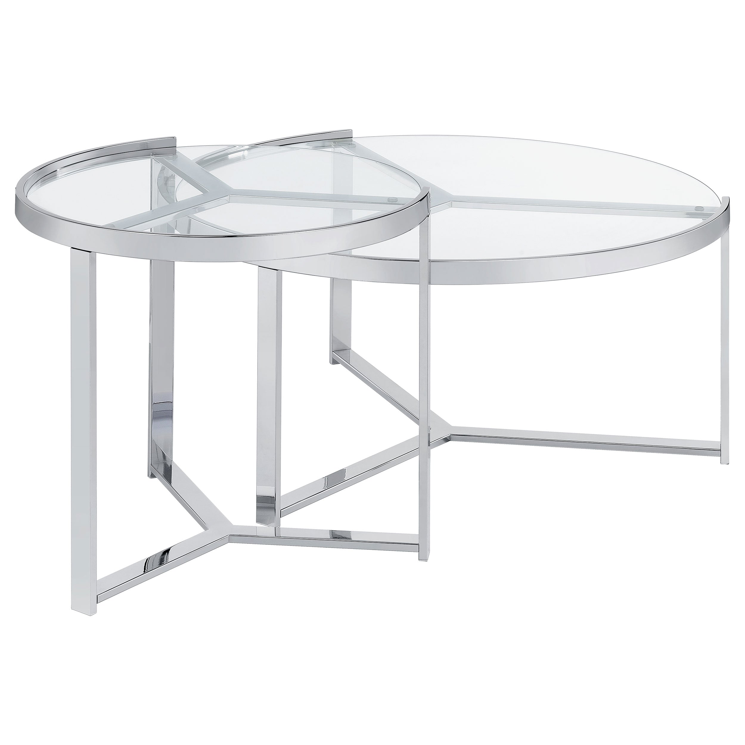Delia 2-Piece Round Glass Top Nesting Coffee Table Chrome — view 8