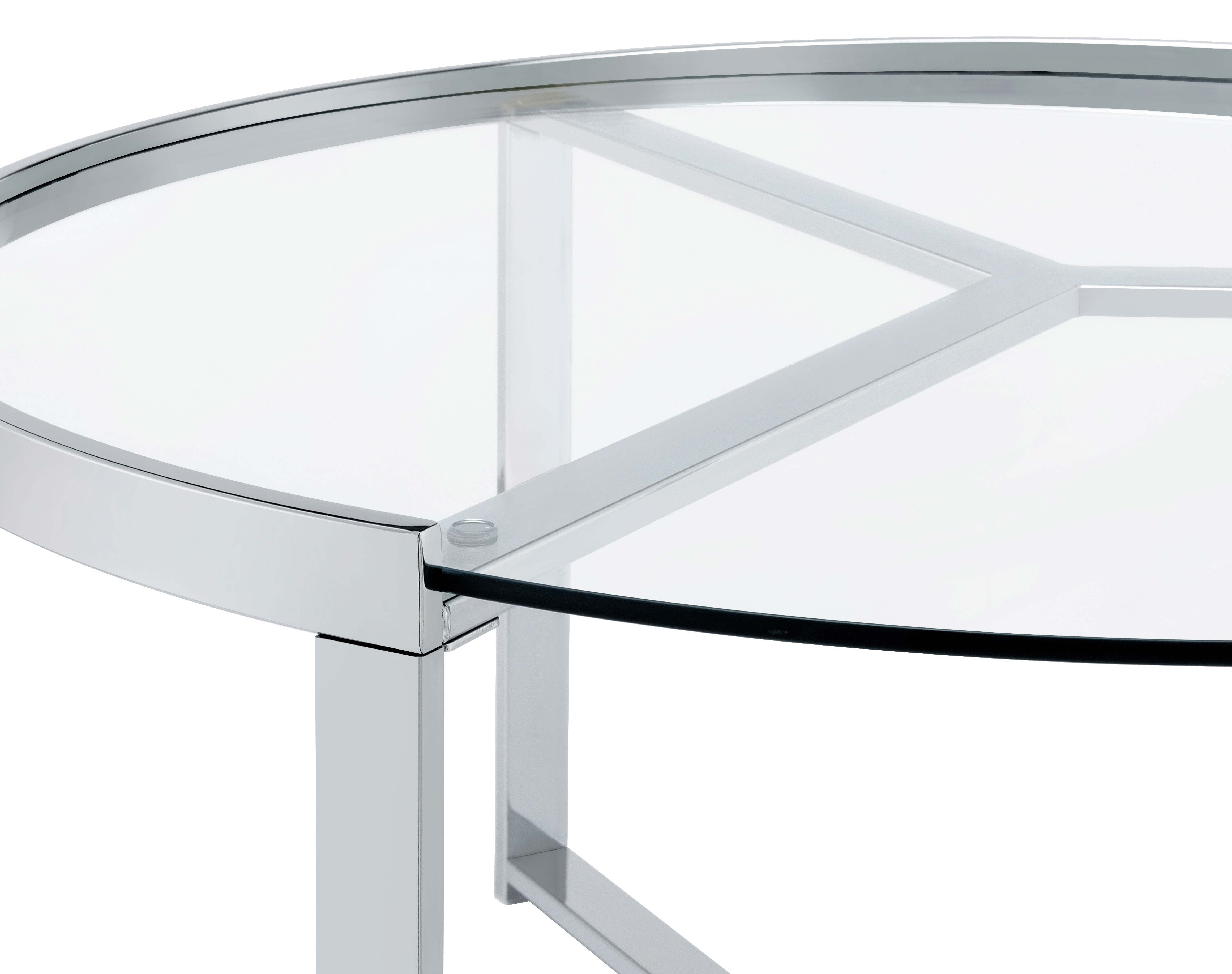 Delia 2-Piece Round Glass Top Nesting Coffee Table Chrome — view 10