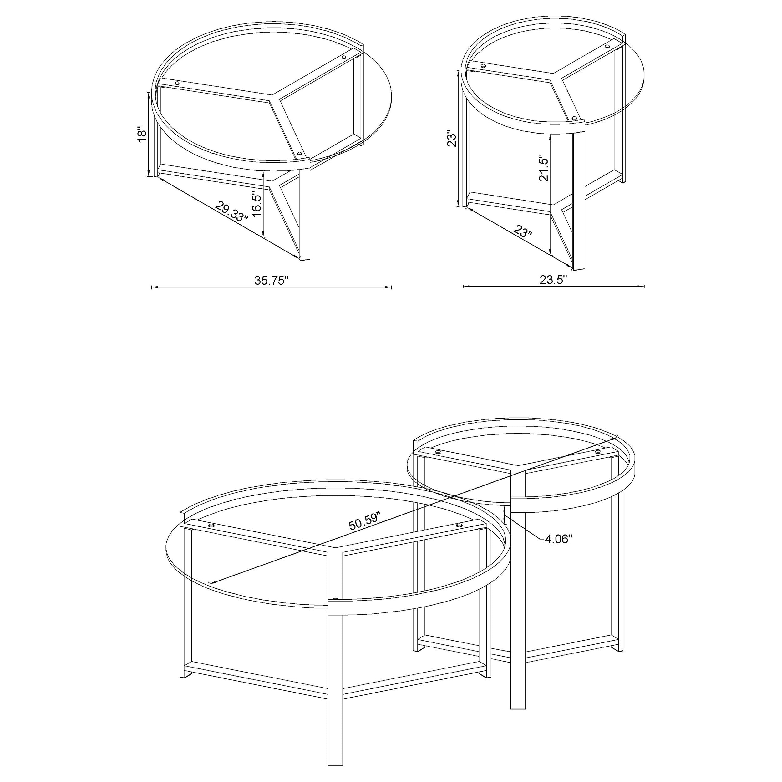 Delia 2-Piece Round Glass Top Nesting Coffee Table Chrome — view 11