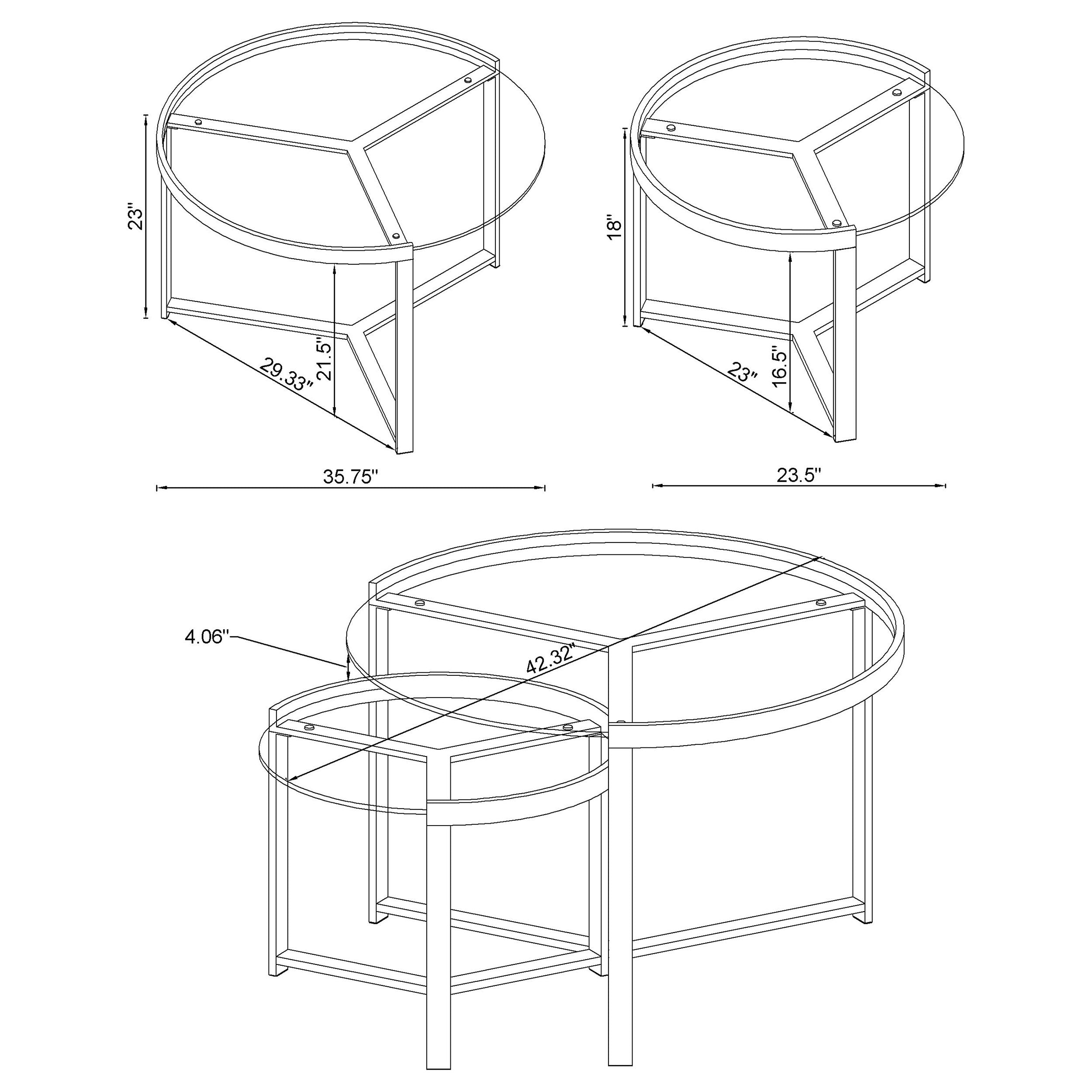 Delia 2-Piece Round Glass Top Nesting Coffee Table Chrome — view 12