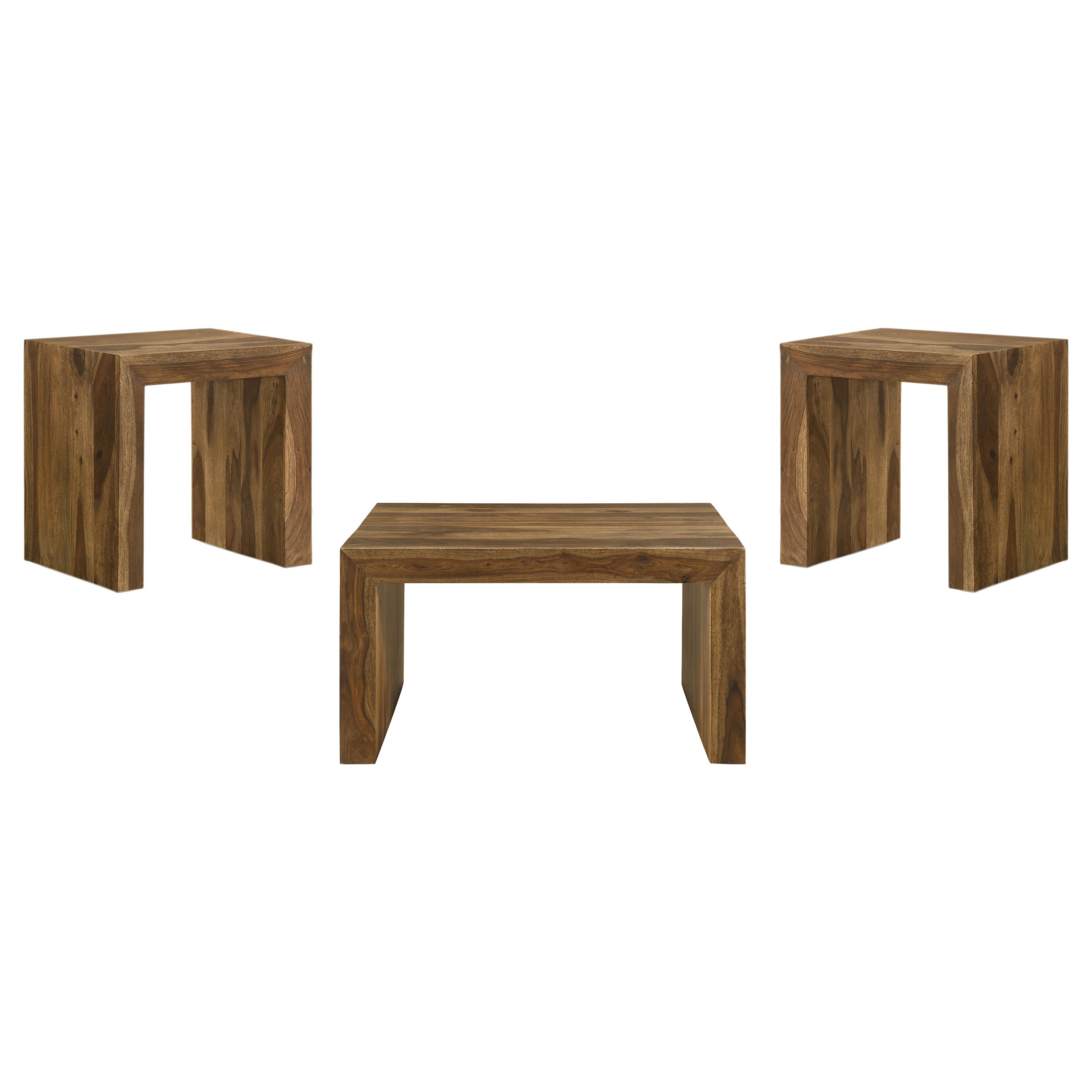 Odilia 3-piece Solid Wood Coffee and End Table Set Auburn — view 2