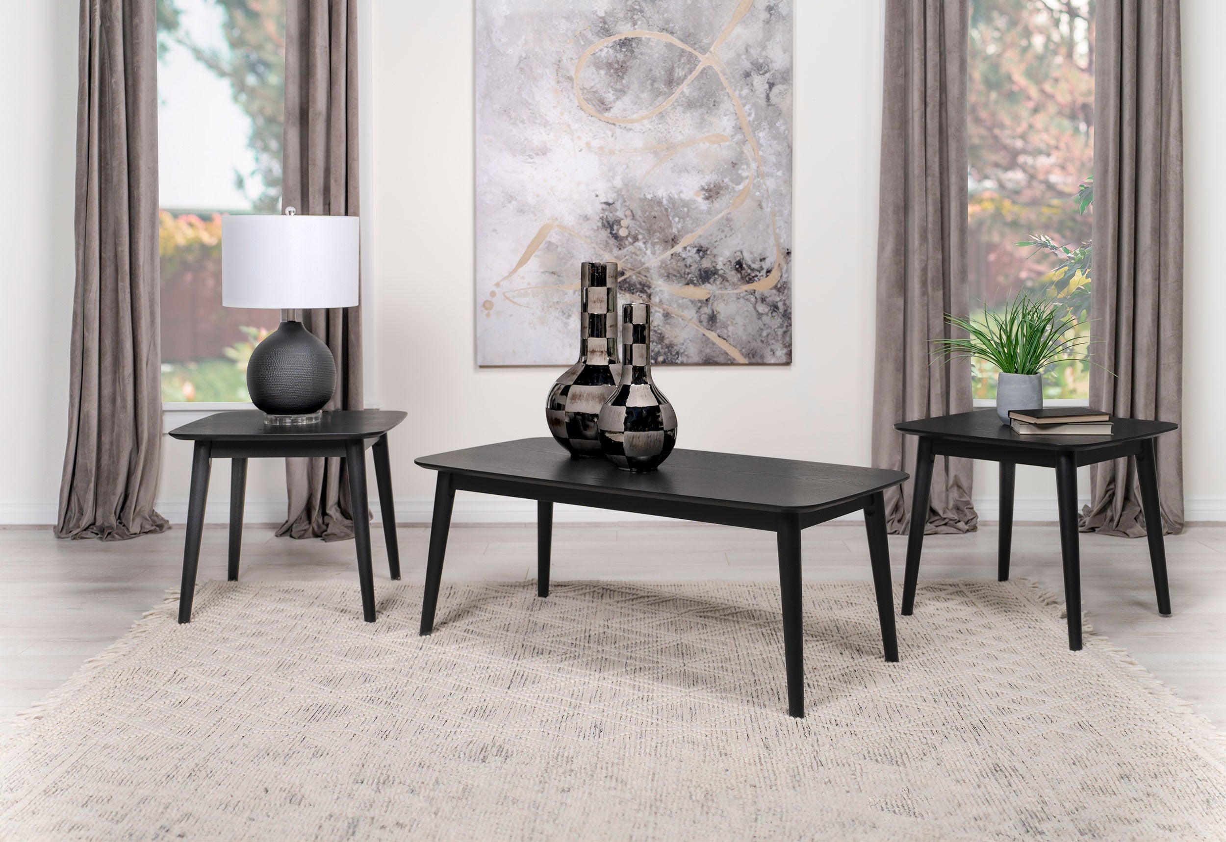 Radley 3-piece Rectangular Coffee Table Set Black — view 2