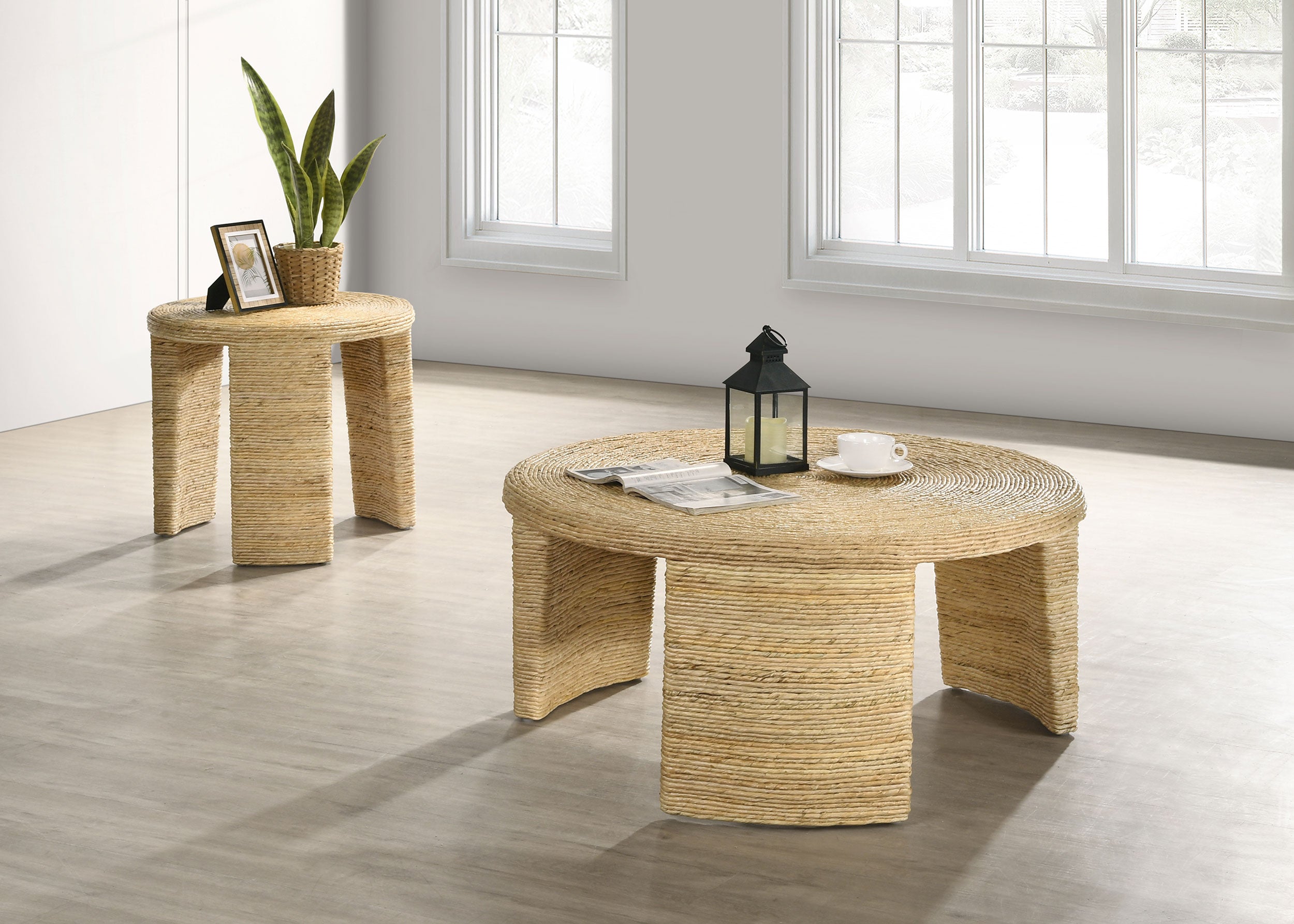 Artina Woven Rattan Round Coffee Table Natural Brown — view 7