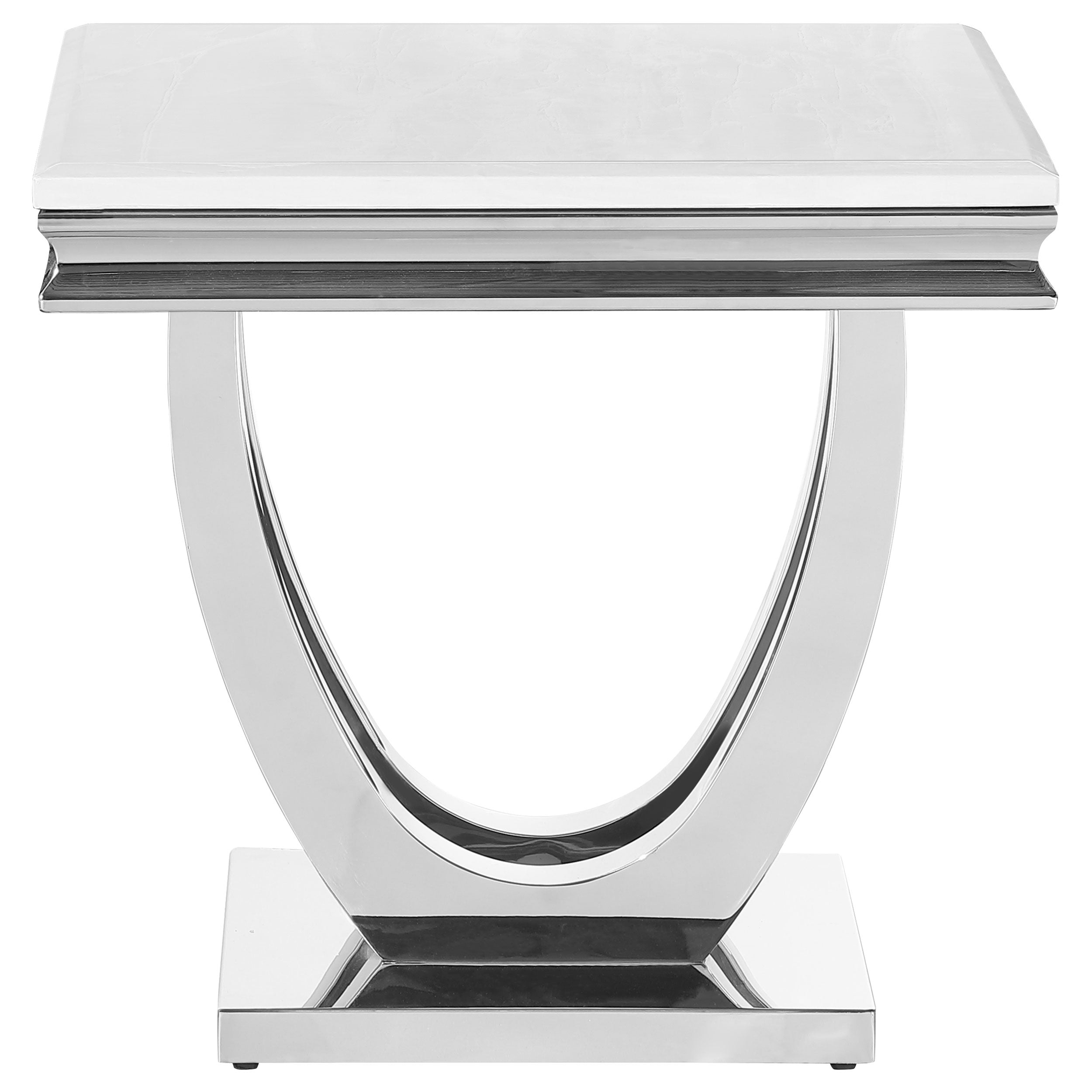 Kerwin Square Stone Top End Table White and Chrome — view 3