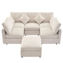 Sectional Sofa Modular U-Shaped With Ottoman & USB Ports