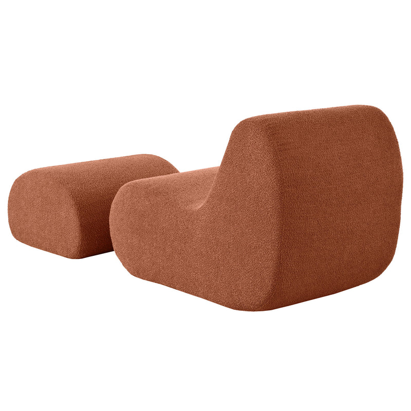 Curved Lounge Chair With Ottoman And High Resilience Foam