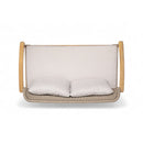 2 Piece Outdoor Acacia Wood Conversation Set, Woven Rope Backrest Patio Seating Group, Woven Rope With Coffee Table For Porch - Light Teak / Beige