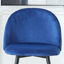 Bar Stool (Set of 2) Modern Counter Bar Height Chair With Back, Sturdy Metal Legs & Footrests, Island Stool For Kitchen Bar - Blue