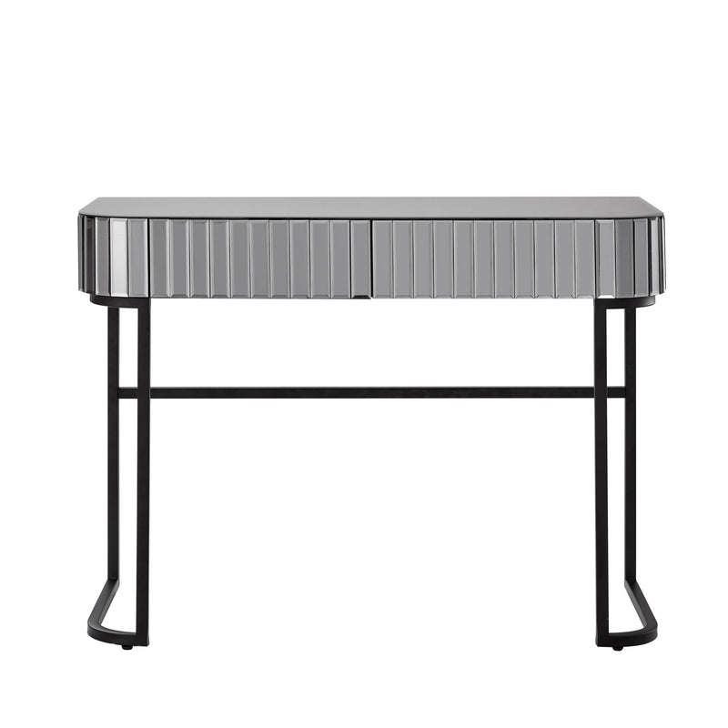 Mirrored Makeup Vanity Table With Stainless Steel Base And 2 Drawers