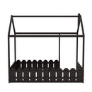 {Slats are not included}Twin Size Wood Bed House Bed Frame with Fence,for Kids,Teens, Girls,Boys {Espresso}{OLD SKU:WF194274AAP}
