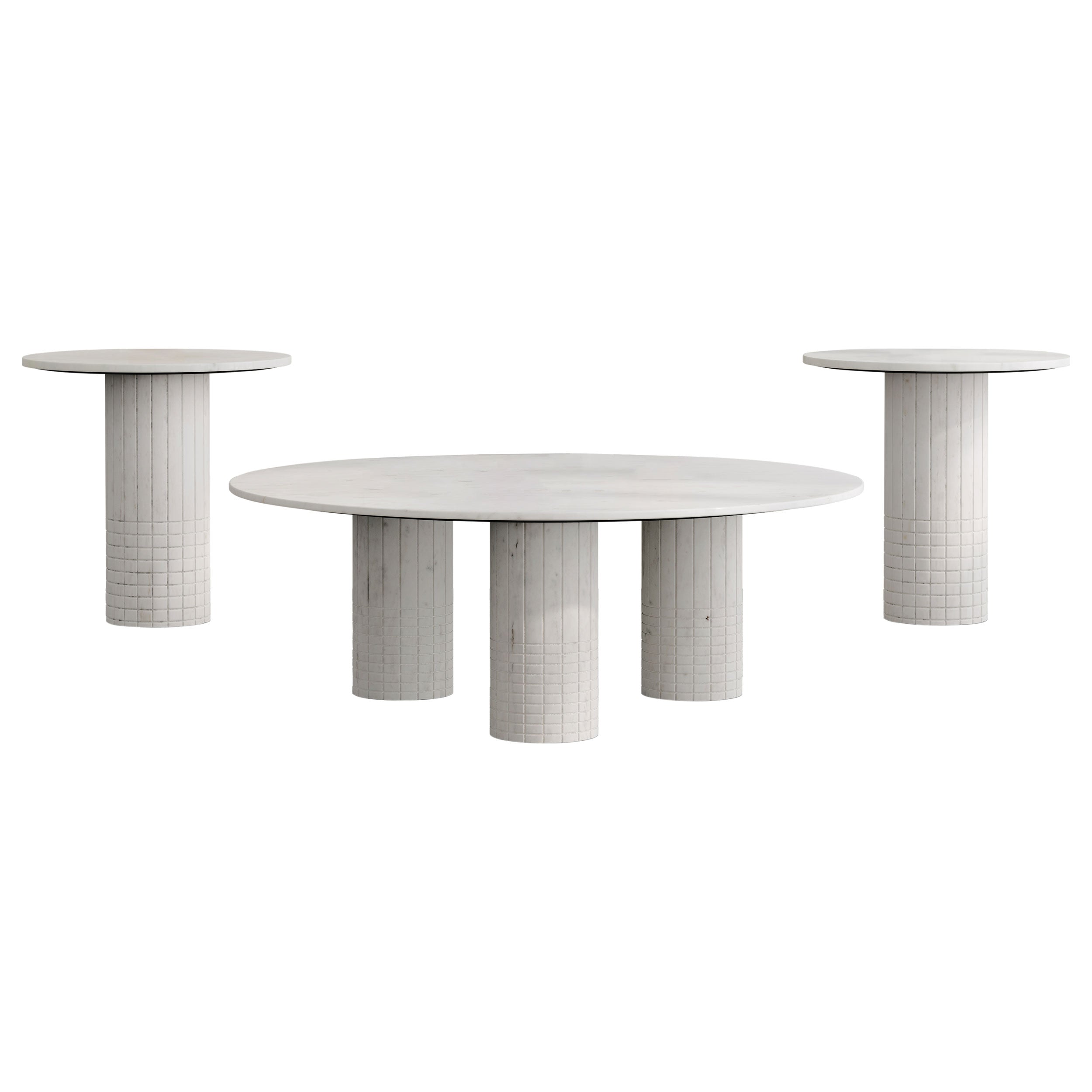 Astoria 3-piece Marble Coffee and End Table Set White — view 2