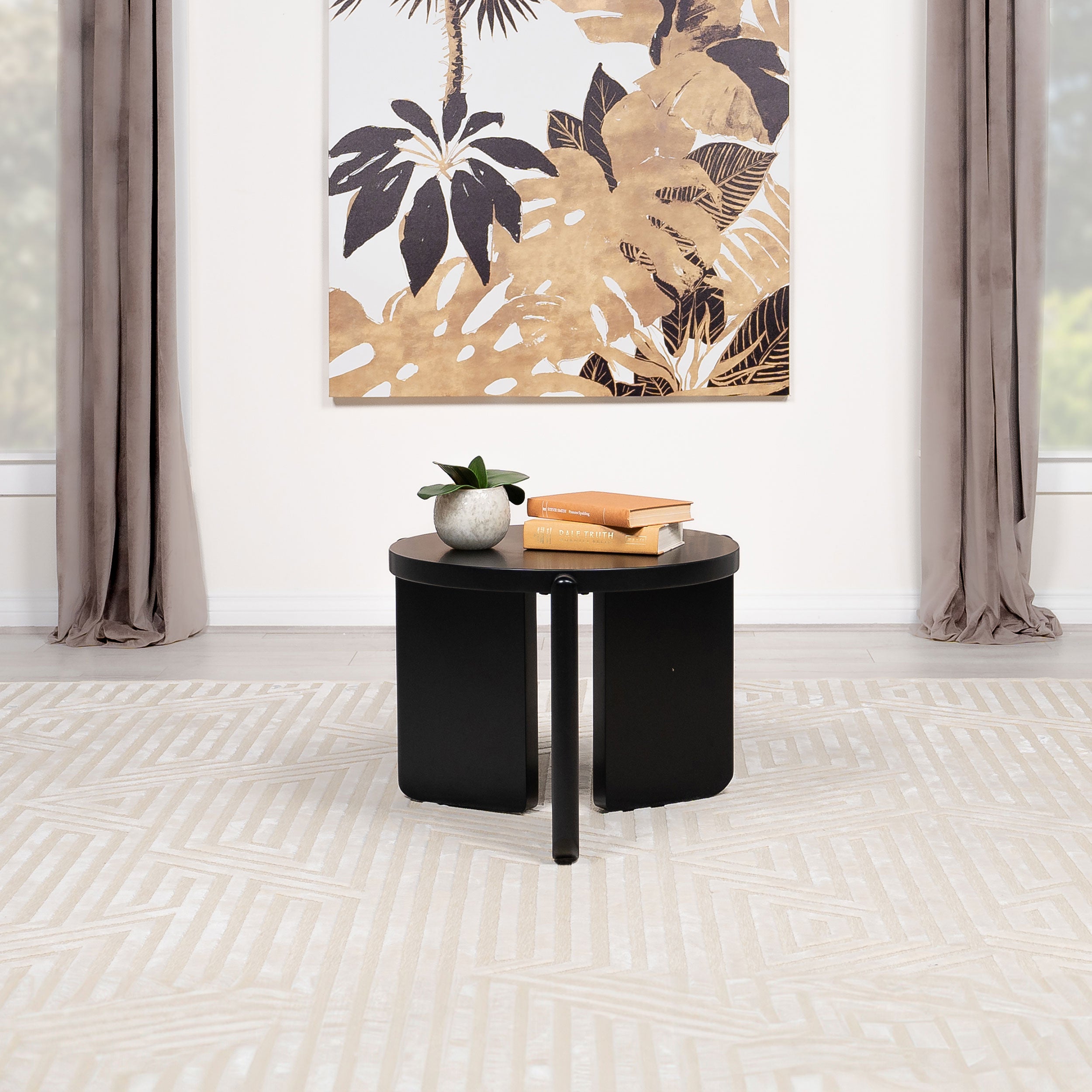 Cordova Round Solid Wood End Table Black — view 2
