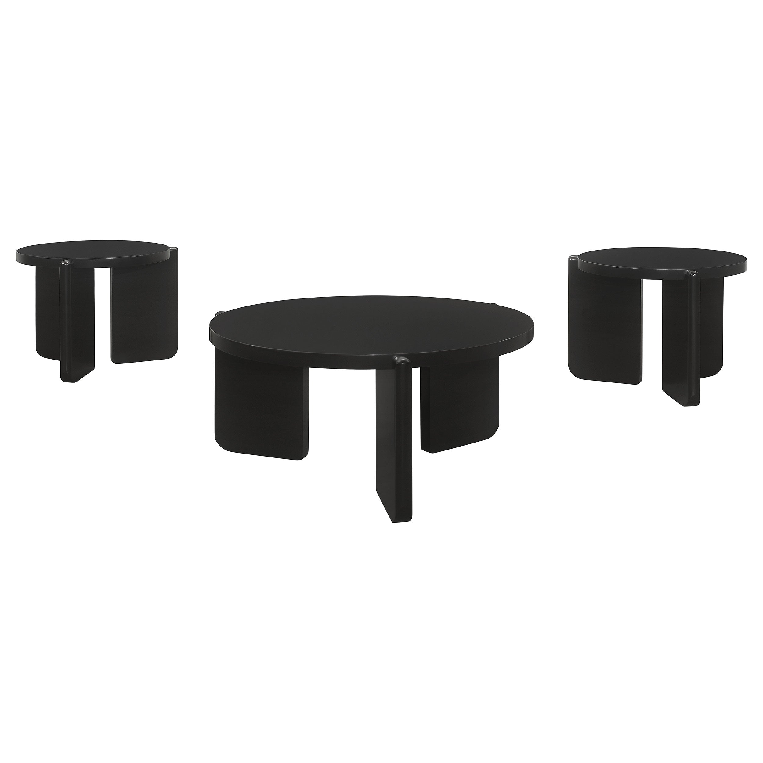 Cordova 3-piece Solid Wood Coffee and End Table Set Black — view 2