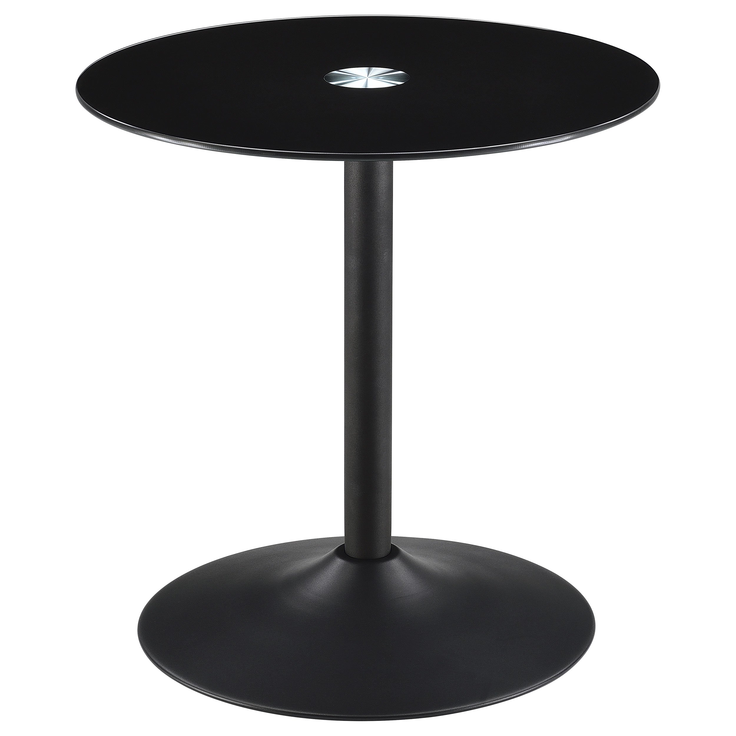 Ganso Round Metal End Table With Tempered Glass Top Black — view 1
