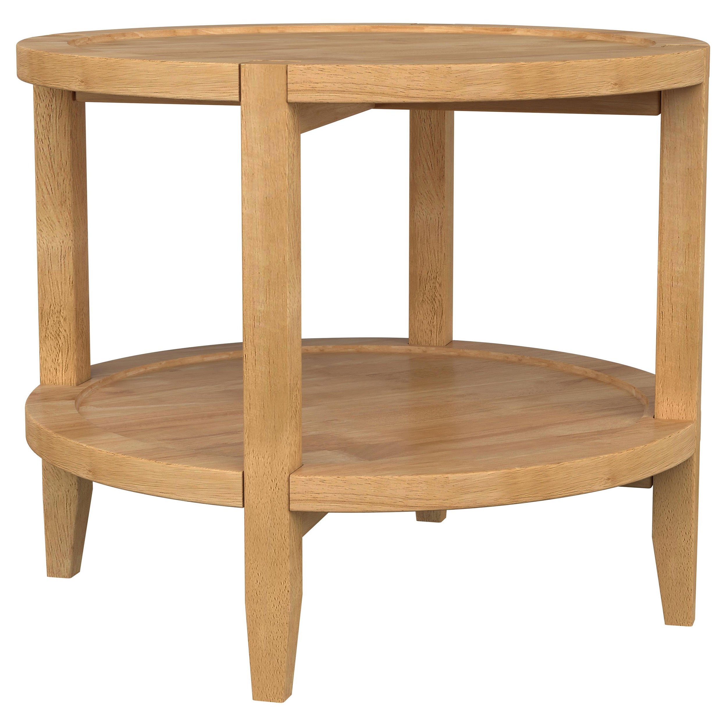 Camillo Round Solid Wood Side End Table Maple Brown — view 3