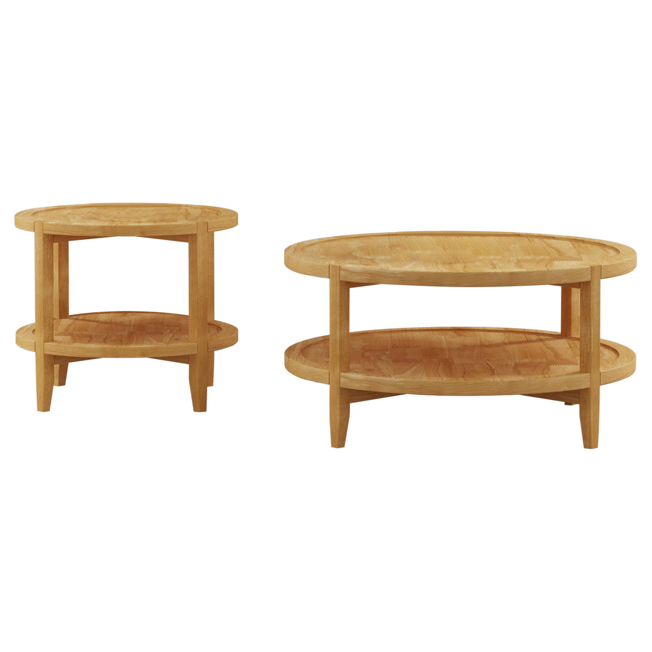 Camillo 2-piece Round Coffee and End Table Set Maple  — view 2
