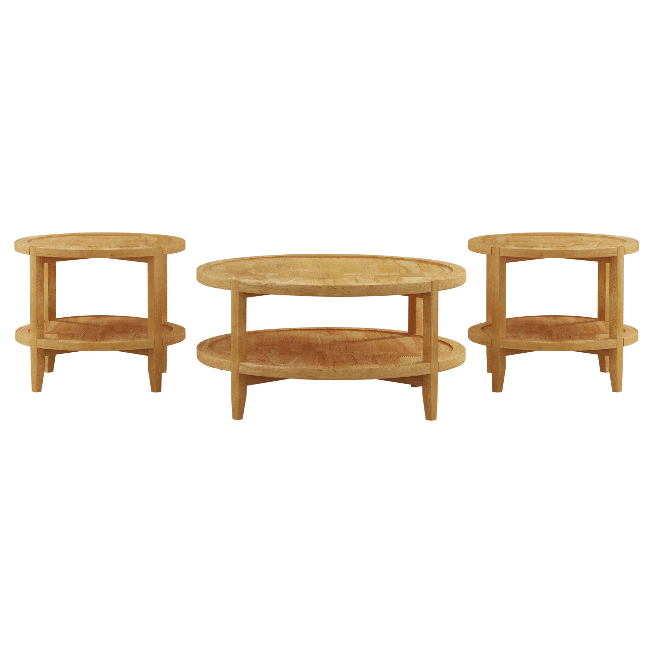 Camillo 3-piece Round Coffee and End Table Set Maple  — view 2