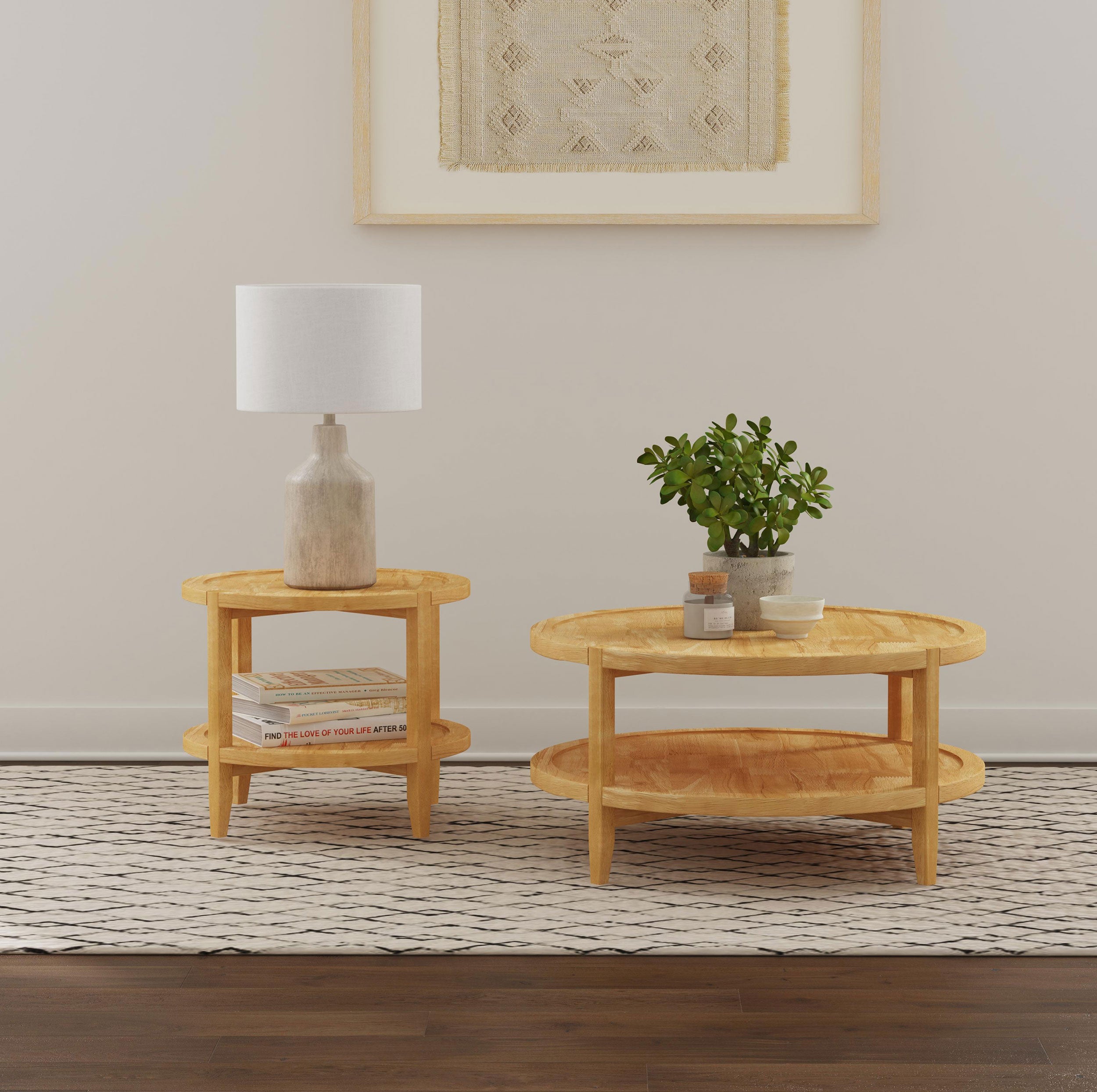 Camillo Round Solid Wood Coffee Table Maple Brown — view 9